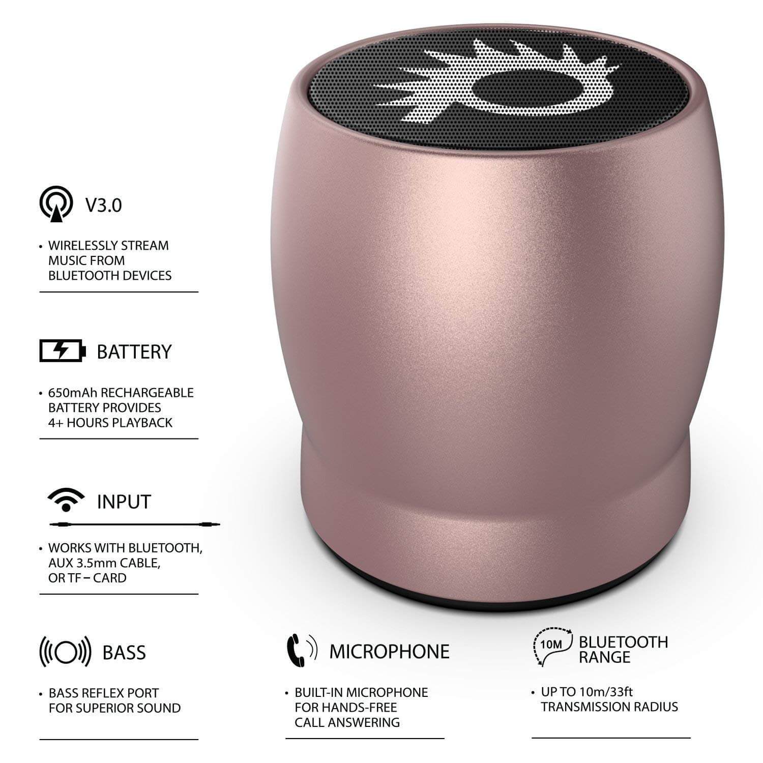 Punkcase ROCKER Portable Wireless Bluetooth Speaker for iPhone/Android [Rose Gold] - PunkCase NZ