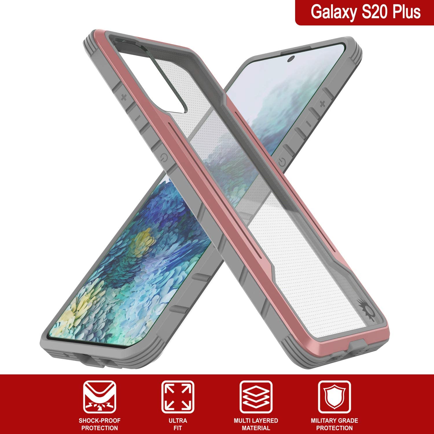 Punkcase S20+ Plus ravenger Case Protective Military Grade Multilayer Cover [Rose-Gold]