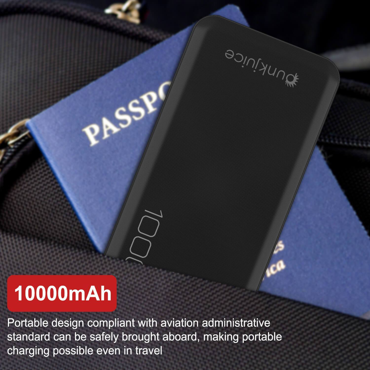 PunkCase PowerBank 10000mah Battery Pack for Samsung & iPhone (Fold/Flip/S24/23/22/21/20) & 15/14/13/12/11/X & all Wireless Supported + iPad's [Black]
