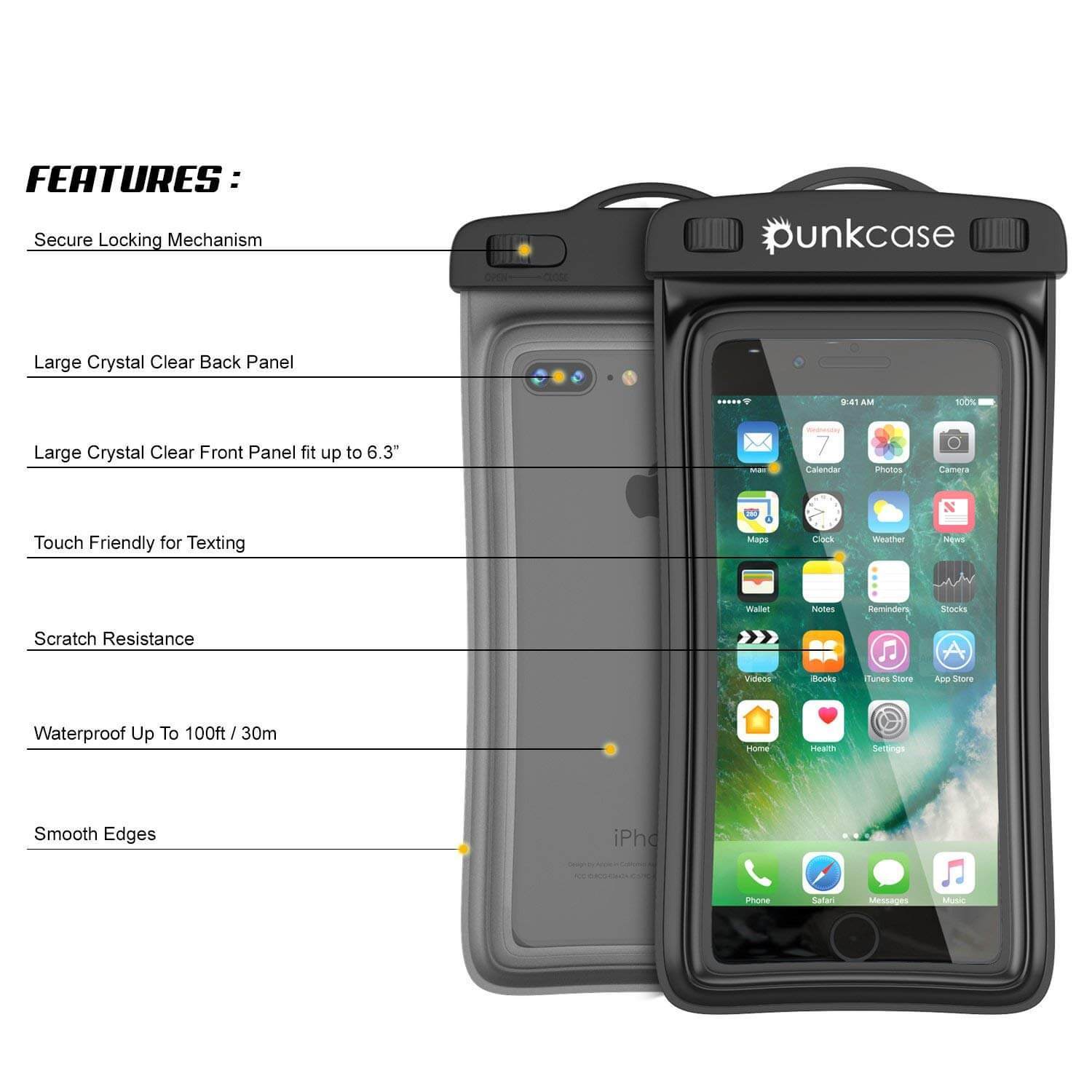 Waterproof Phone Pouch, PunkBag Universal Floating Dry Case Bag for most Cell Phones [Black] - PunkCase NZ