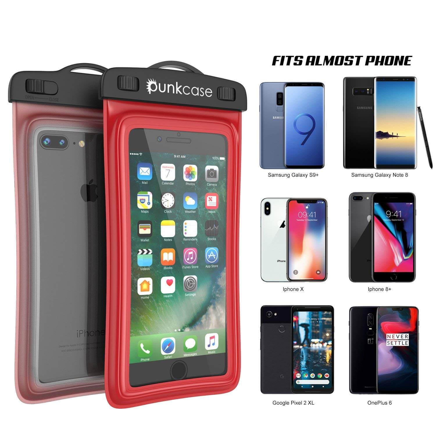 Waterproof Phone Pouch, PunkBag Universal Floating Dry Case Bag for most Cell Phones [Red] - PunkCase NZ