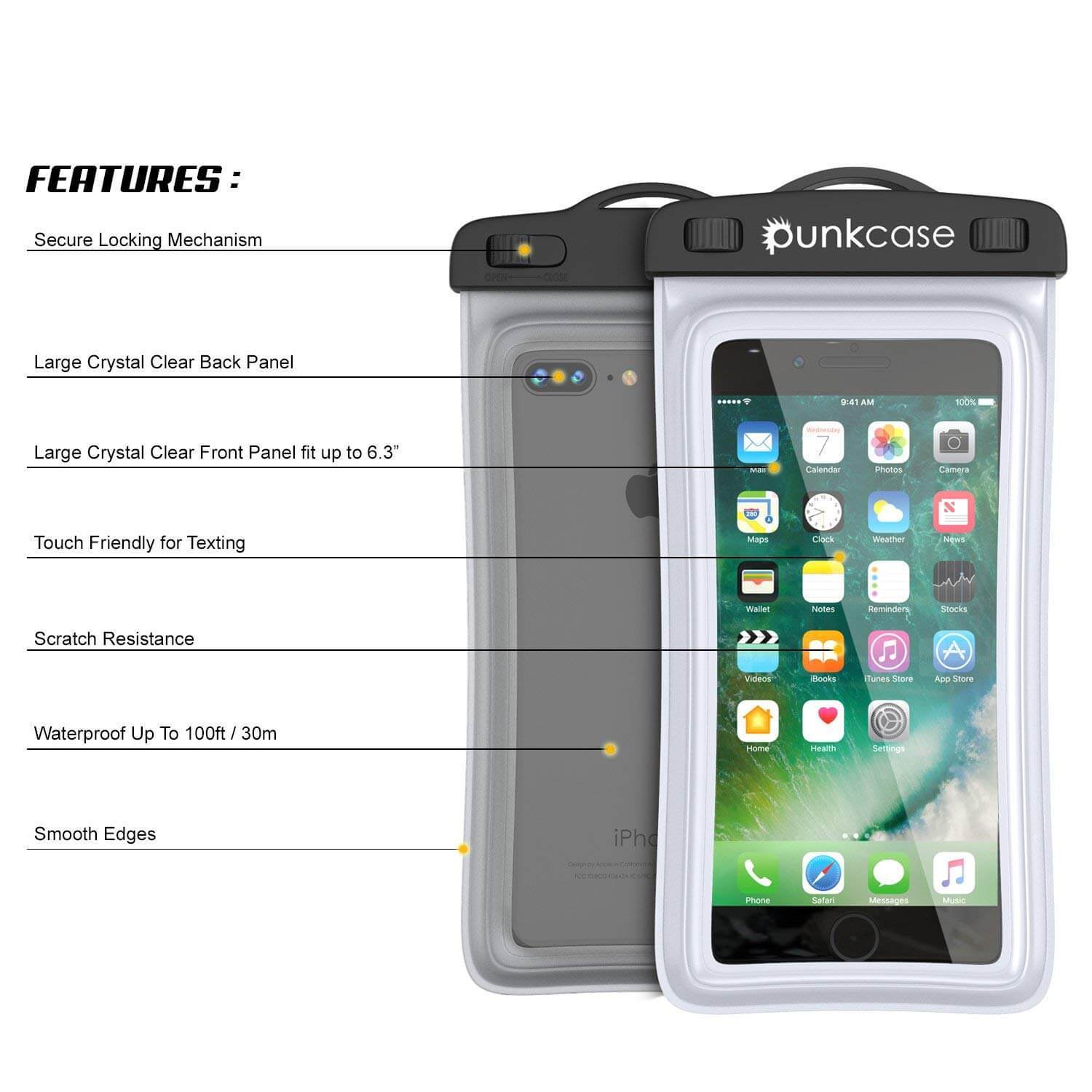 Waterproof Phone Pouch, PunkBag Universal Floating Dry Case Bag for most Cell Phones [White] - PunkCase NZ