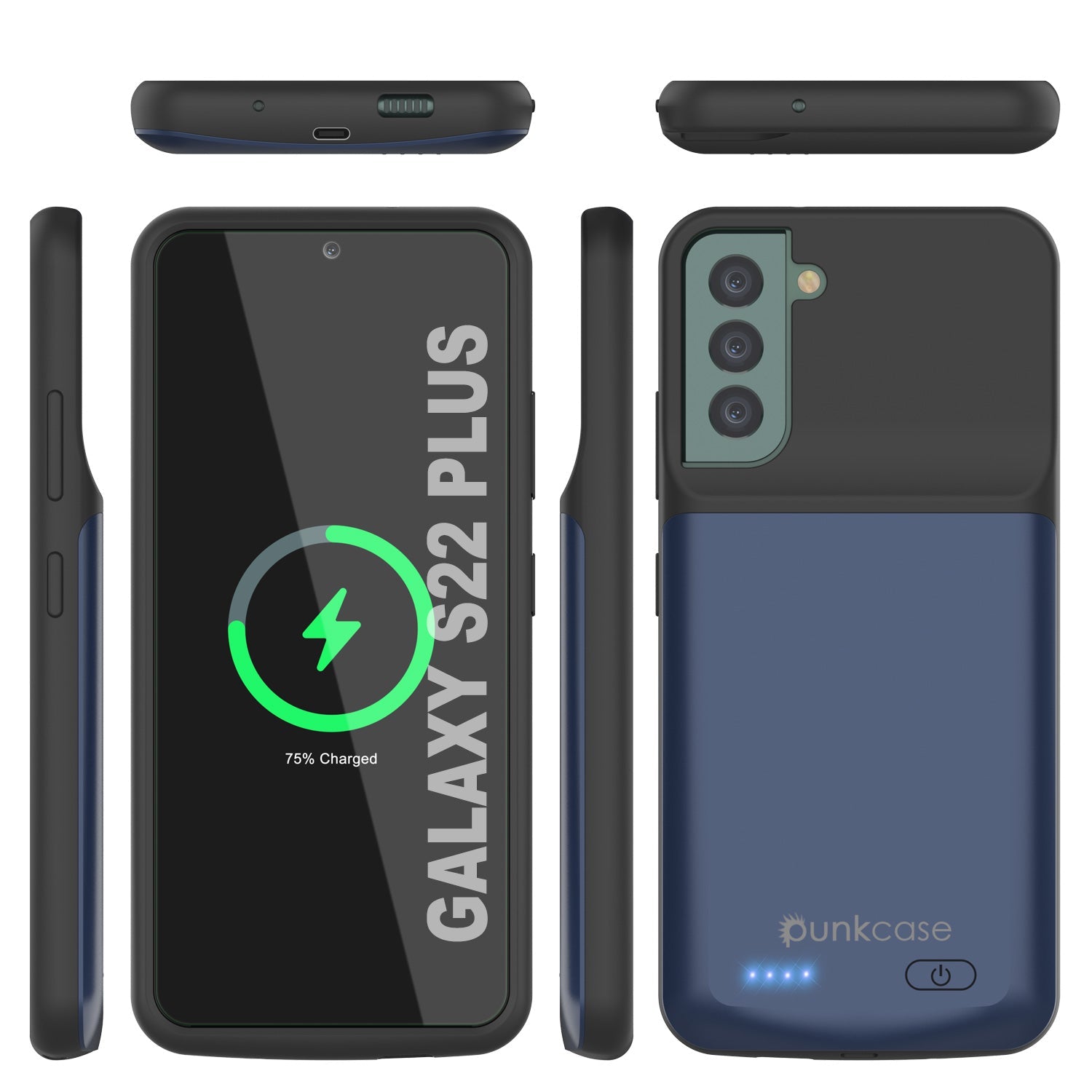 PunkJuice S22+ Plus Battery Case Blue - Portable Charging Power Juice Bank with 4800mAh