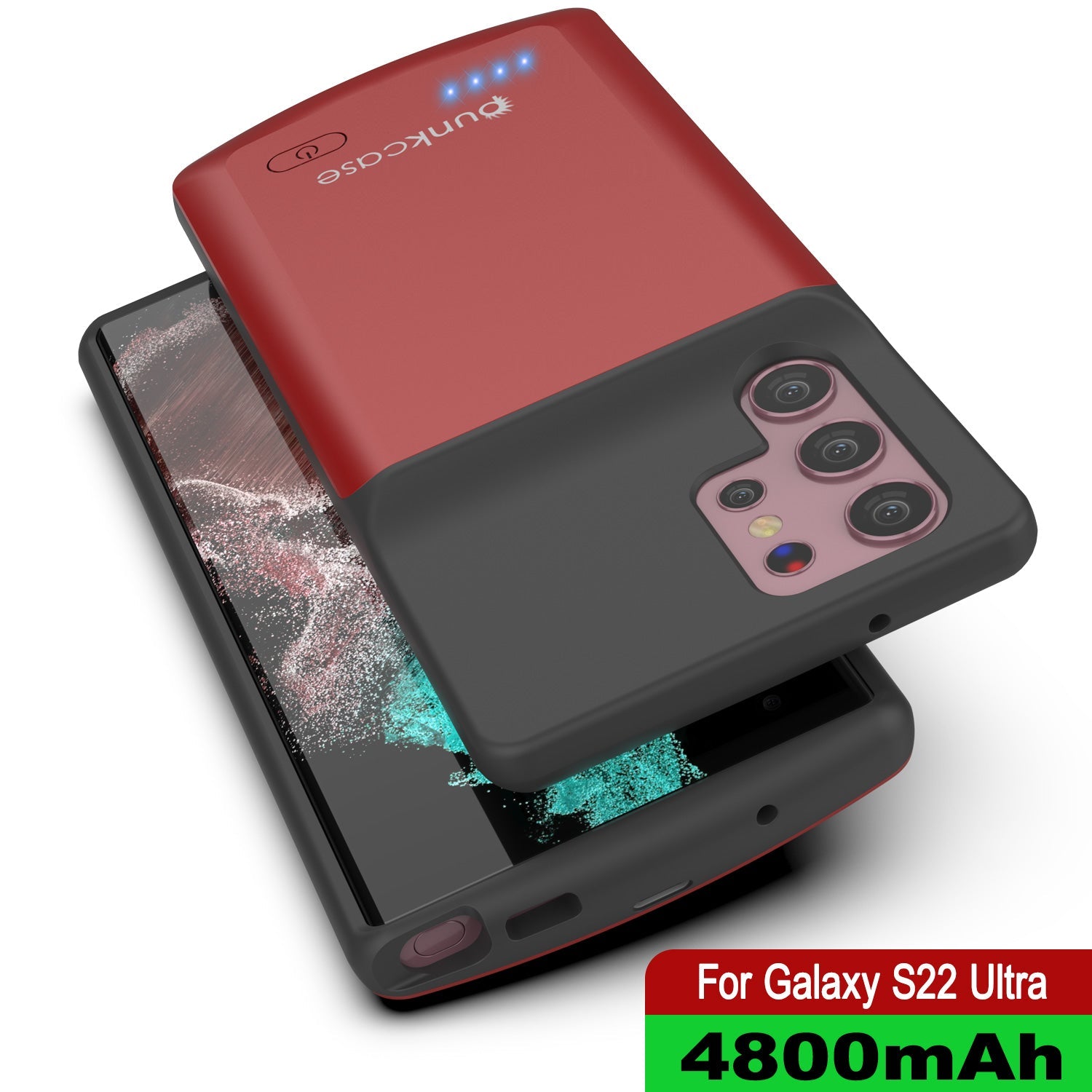 PunkJuice S22 Ultra Battery Case Red - Portable Charging Power Juice Bank with 4800mAh