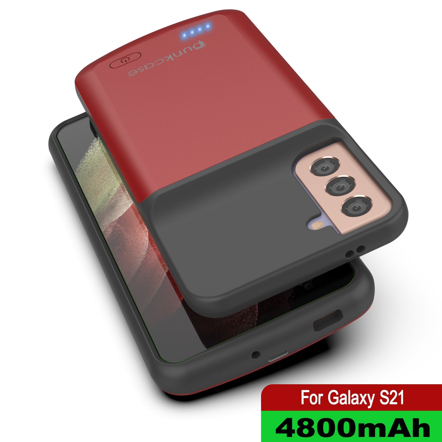 PunkJuice S21 Battery Case Red - Portable Charging Power Juice Bank with 4800mAh