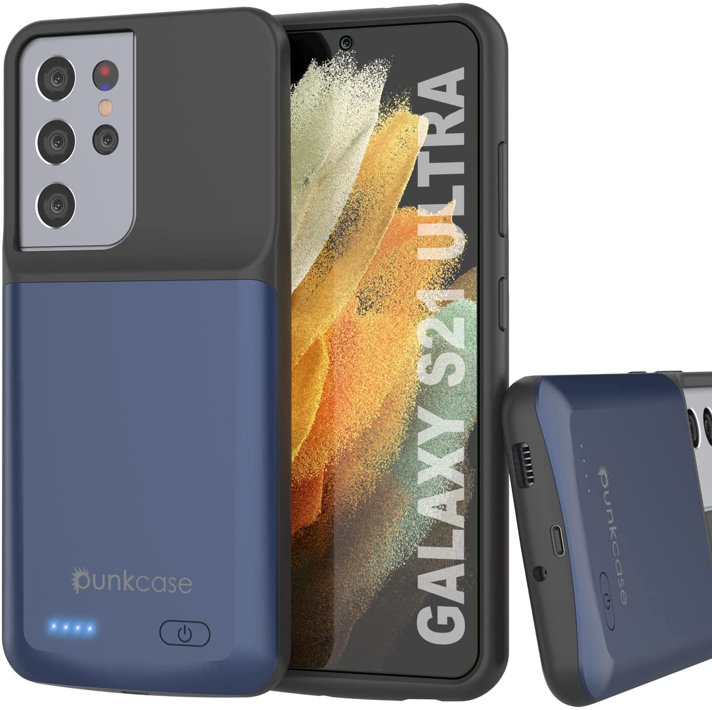 PunkJuice S21 Ultra Battery Case Blue - Portable Charging Power Juice Bank with 4700mAh