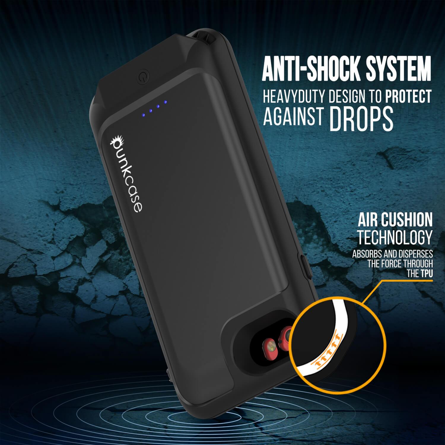 iPhone 6/6s Battery Case PunkJuice  - Waterproof Slim Portable Power Juice Bank with 2750mAh High Capacity (Jet Black) - PunkCase NZ