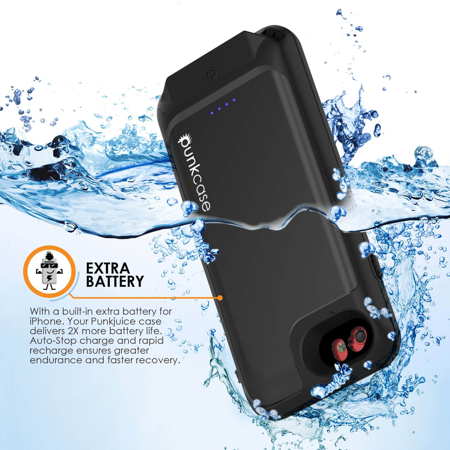 PunkJuice iPhone 7/6s/6 Battery Case Black - Waterproof Slim Power Juice Bank with 2750mAh - PunkCase NZ