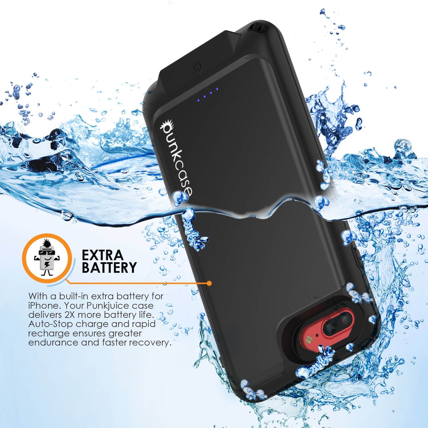 PunkJuice iPhone 6+ Plus/6s+ Plus Battery Case Black - Waterproof Power Juice Bank w/ 4300mAh - PunkCase NZ