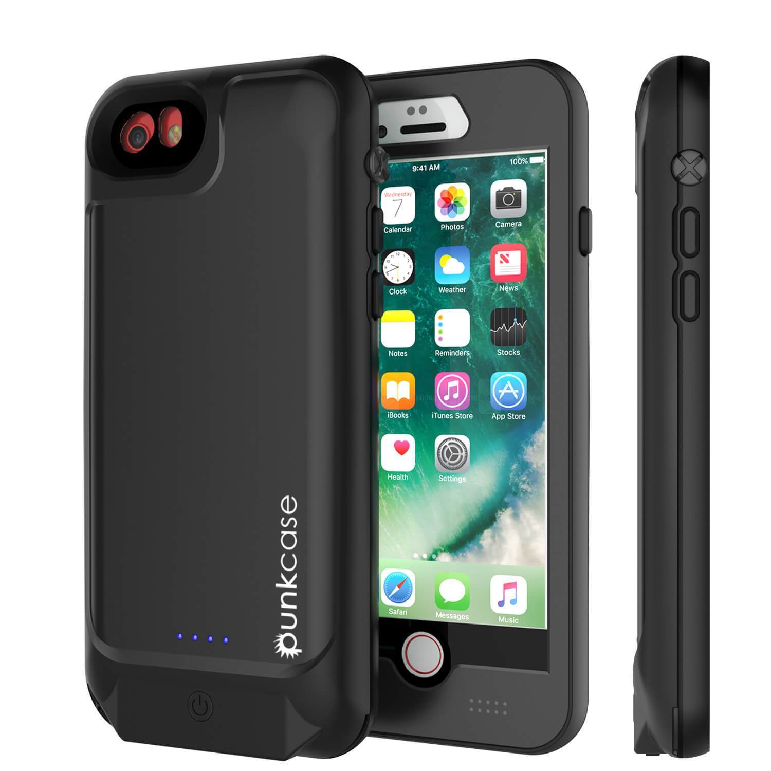 PunkJuice iPhone SE (4.7")/7 Battery Case Black - Waterproof Slim Power Juice Bank with 2750mAh