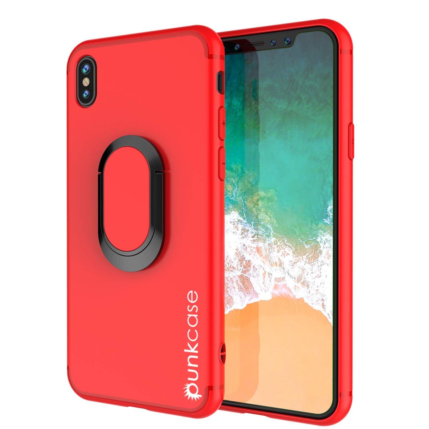 iPhone XR Case, Punkcase Magnetix Protective TPU Cover W/ Kickstand, Tempered Glass Screen Protector [Red]