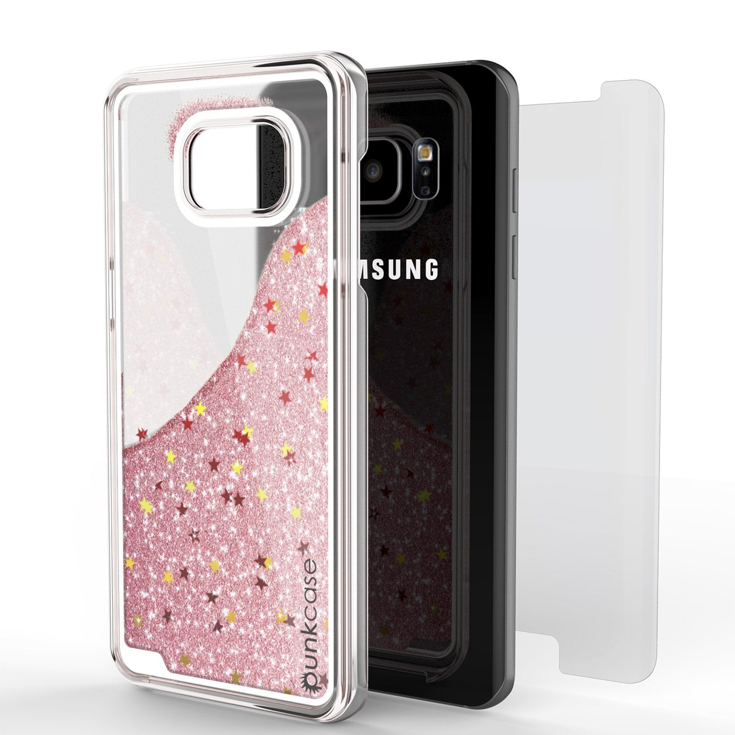 S7 Edge Case, Punkcase [Liquid Rose Series] Protective Dual Layer Floating Glitter Cover with lots of Bling & Sparkle + PunkShield Screen Protector - PunkCase NZ