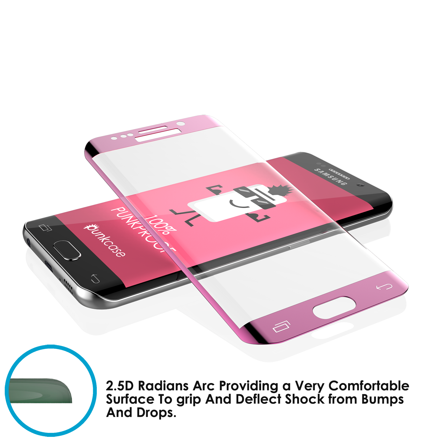 Galaxy S6 Edge Plus Pink Punkcase Glass SHIELD Tempered Glass Screen Protector 0.33mm Thick 9H Glass - PunkCase NZ