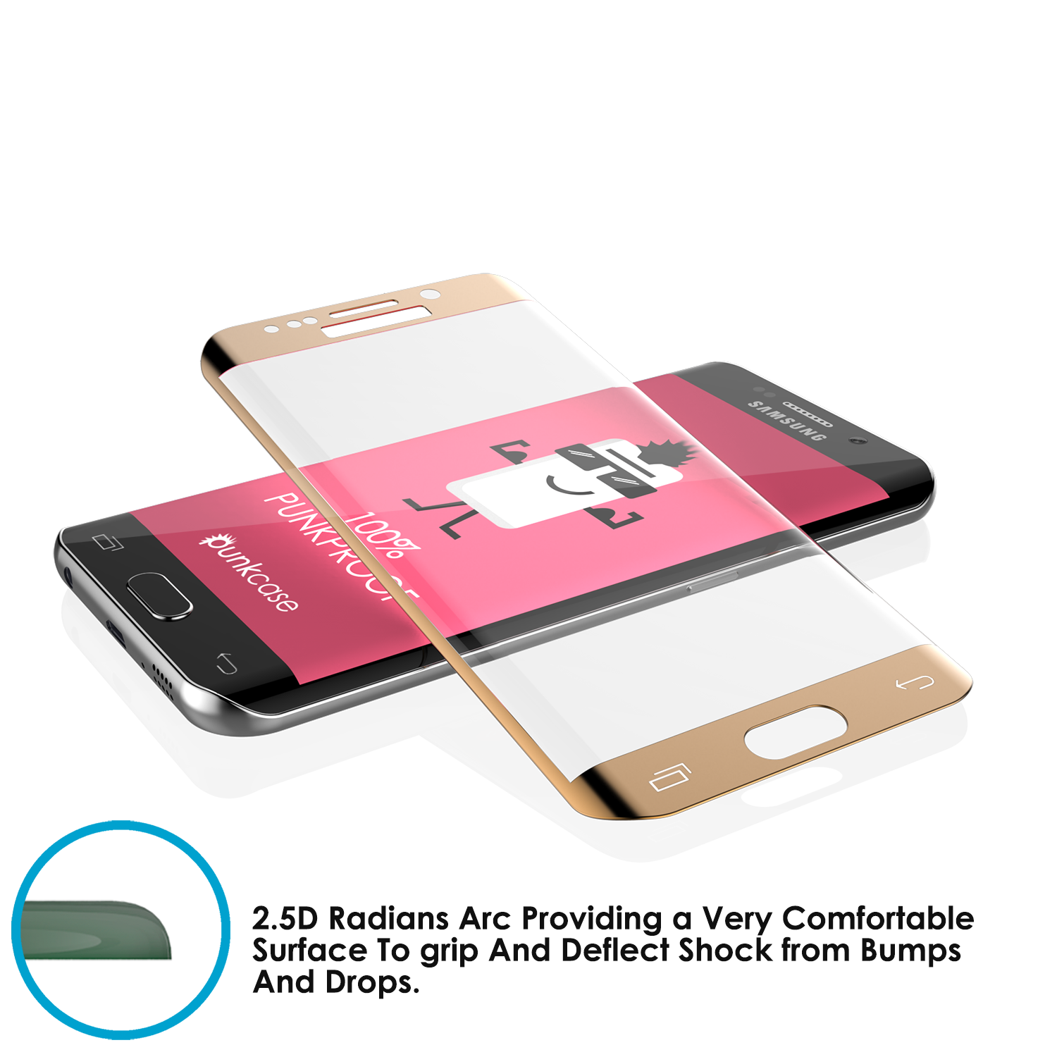Galaxy S6 Edge Plus Gold Punkcase Glass SHIELD Tempered Glass Screen Protector 0.33mm Thick 9H - PunkCase NZ