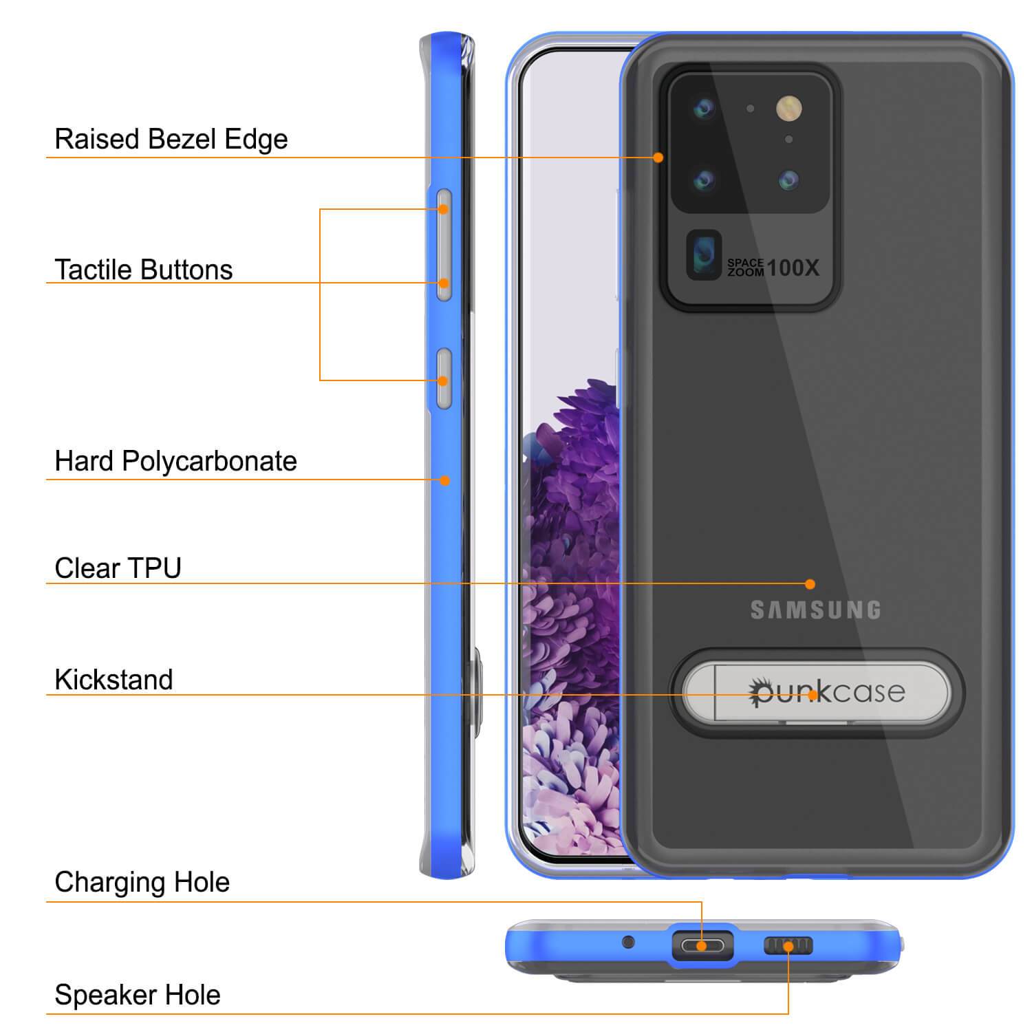 Galaxy S20 Ultra Case, PUNKcase [LUCID 3.0 Series] [Slim Fit] Armor Cover w/ Integrated Screen Protector [Blue]