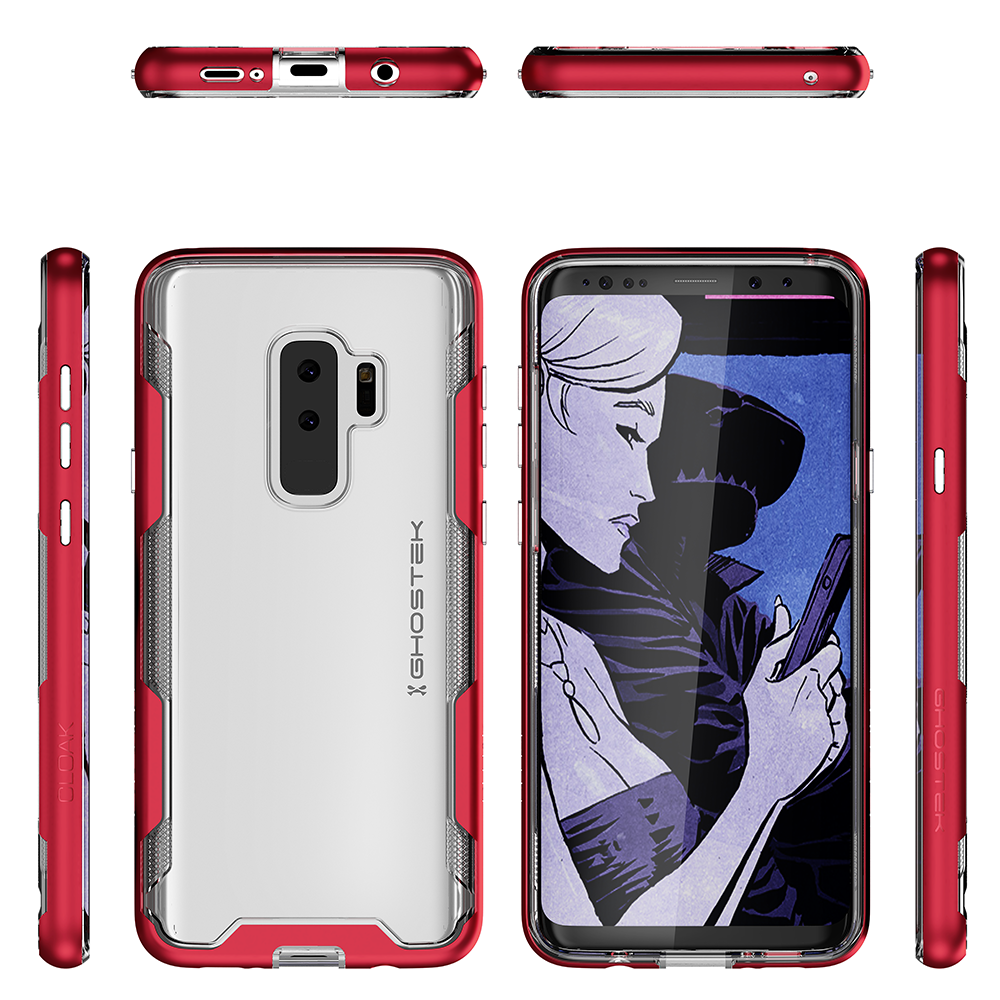 Galaxy S9+ Plus Clear Protective Case | Cloak 3 Series [Red] - PunkCase NZ