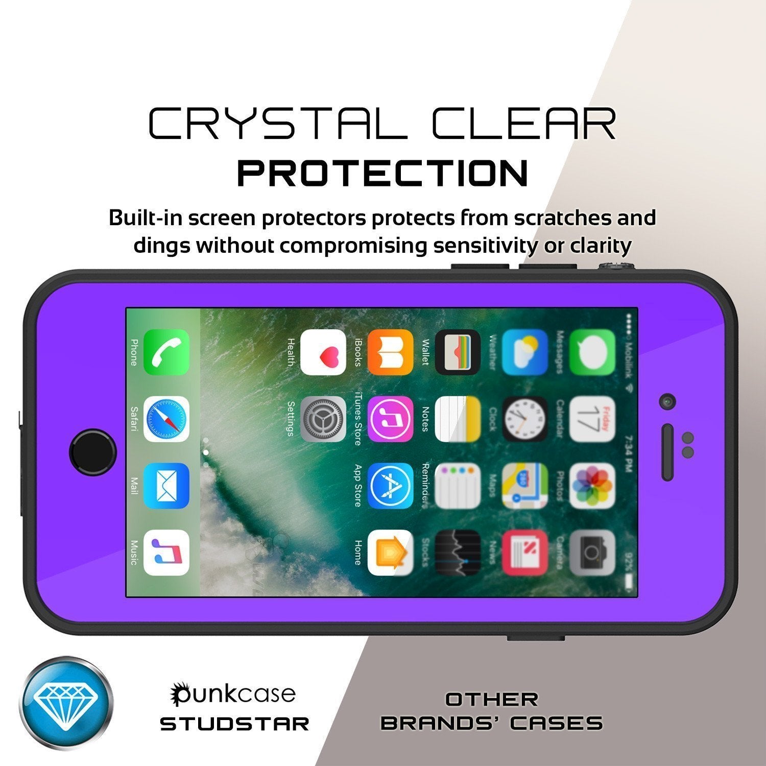 iPhone 8 Waterproof Case, Punkcase [Purple] [StudStar Series] [Slim Fit][IP68 Certified]  [Dirtproof] [Snowproof] - PunkCase NZ
