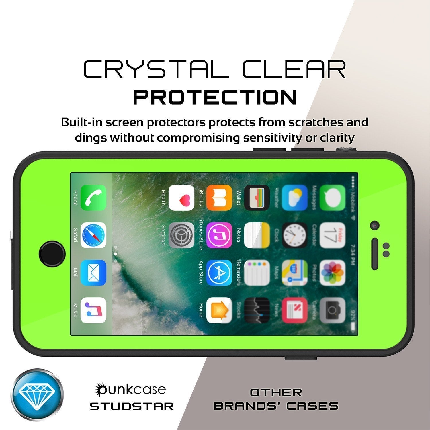 iPhone SE (4.7") Waterproof Case, Punkcase [Light Green] [StudStar Series] [Slim Fit][IP68 Certified]  [Dirt/Snow Proof]