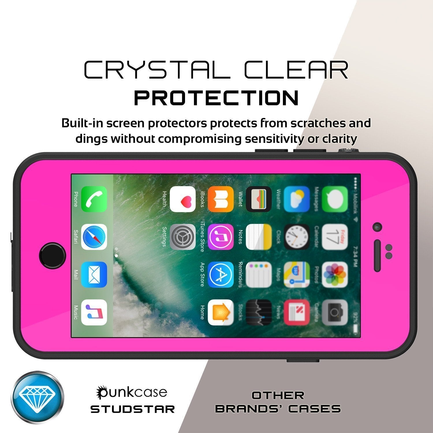 iPhone 8 Waterproof Case, Punkcase [Pink] [StudStar Series] [Slim Fit][IP68 Certified]  [Dirtproof] [Snowproof] - PunkCase NZ