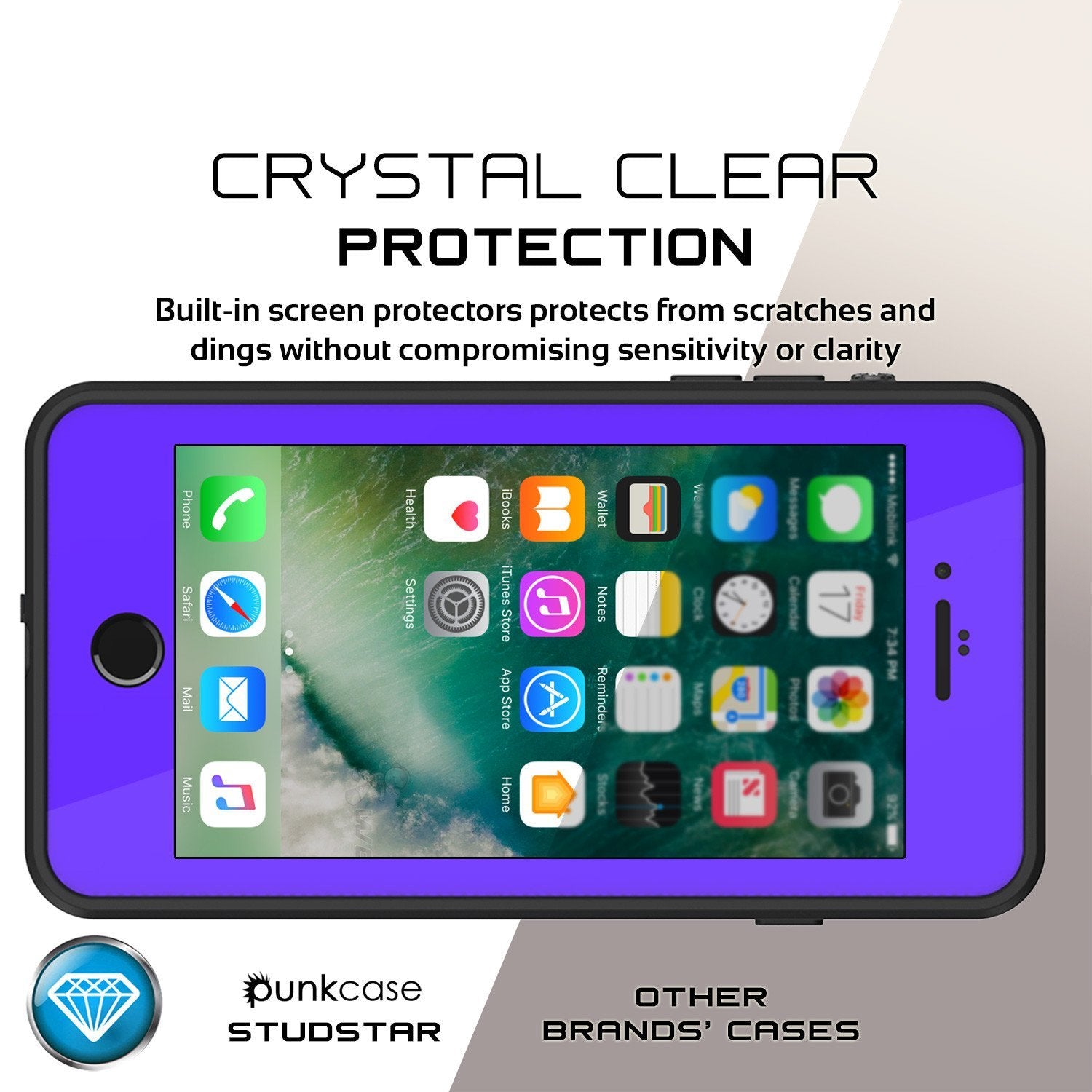 iPhone 8+ Plus Waterproof IP68 Case, Punkcase [Purple] [StudStar Series] [Slim Fit] [Dirtproof] - PunkCase NZ