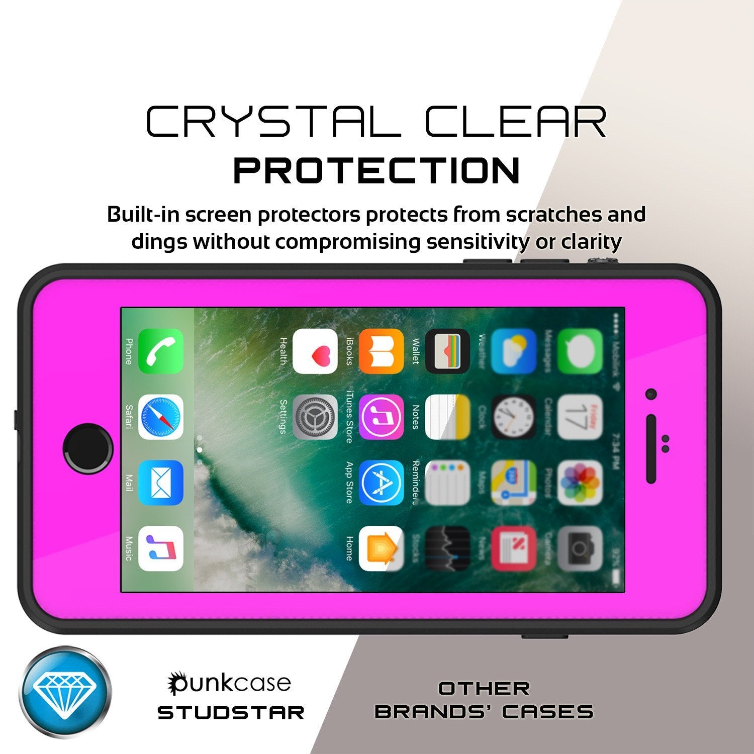 iPhone 8+ Plus Waterproof IP68 Case, Punkcase [Pink] [StudStar Series] [Slim Fit] [Dirtproof] - PunkCase NZ