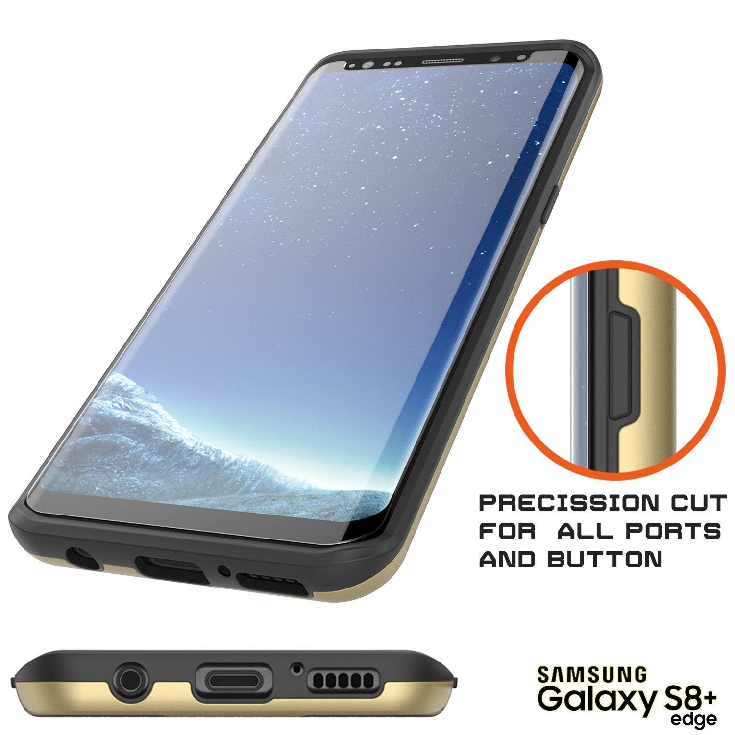 Galaxy S8 Plus Case, PUNKcase [SLOT Series] [Slim Fit] Dual-Layer Armor Cover w/Integrated Anti-Shock System, Credit Card Slot & PunkShield Screen Protector for Samsung Galaxy S8+ [Gold] - PunkCase NZ