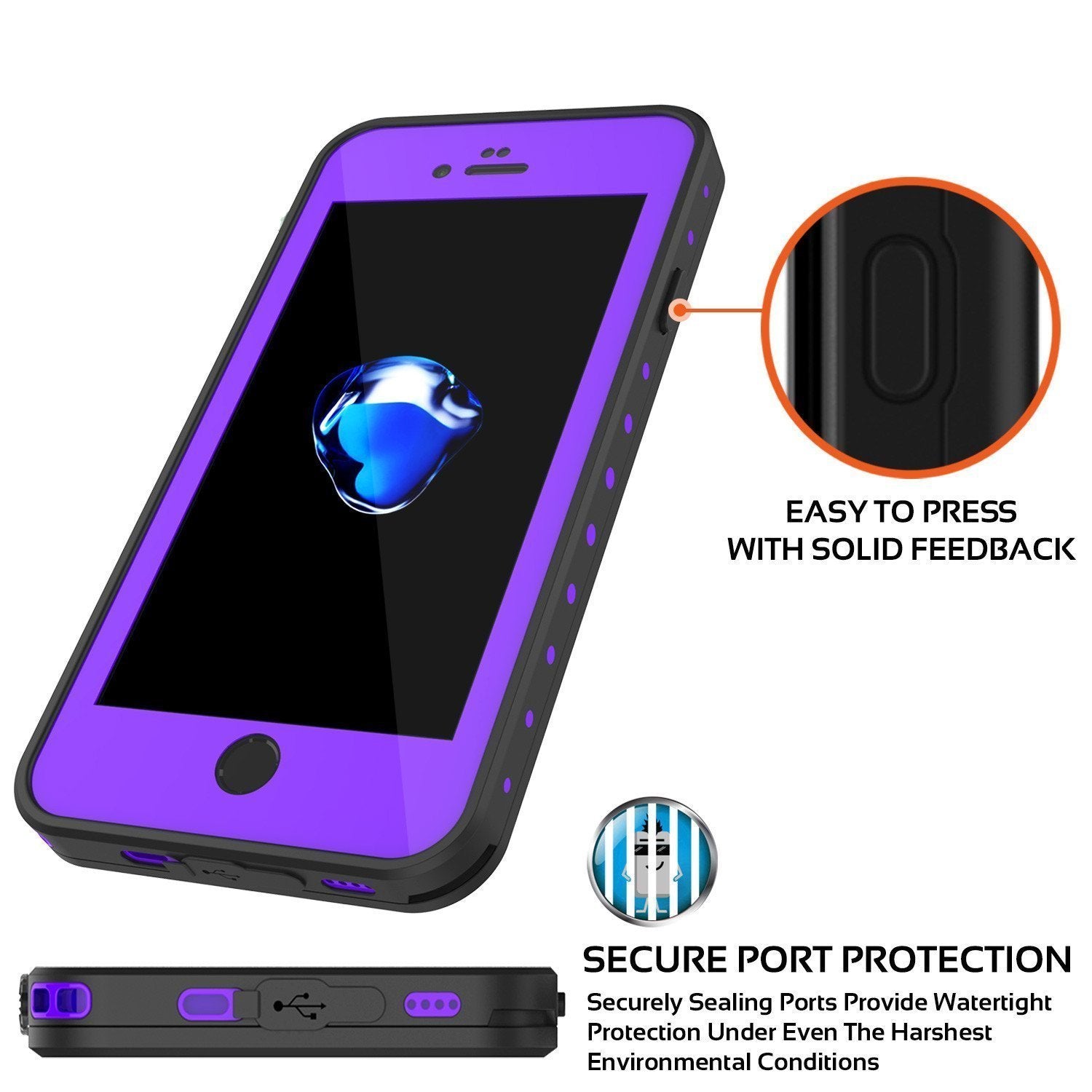 iPhone 8 Waterproof Case, Punkcase [Purple] [StudStar Series] [Slim Fit][IP68 Certified]  [Dirtproof] [Snowproof] - PunkCase NZ