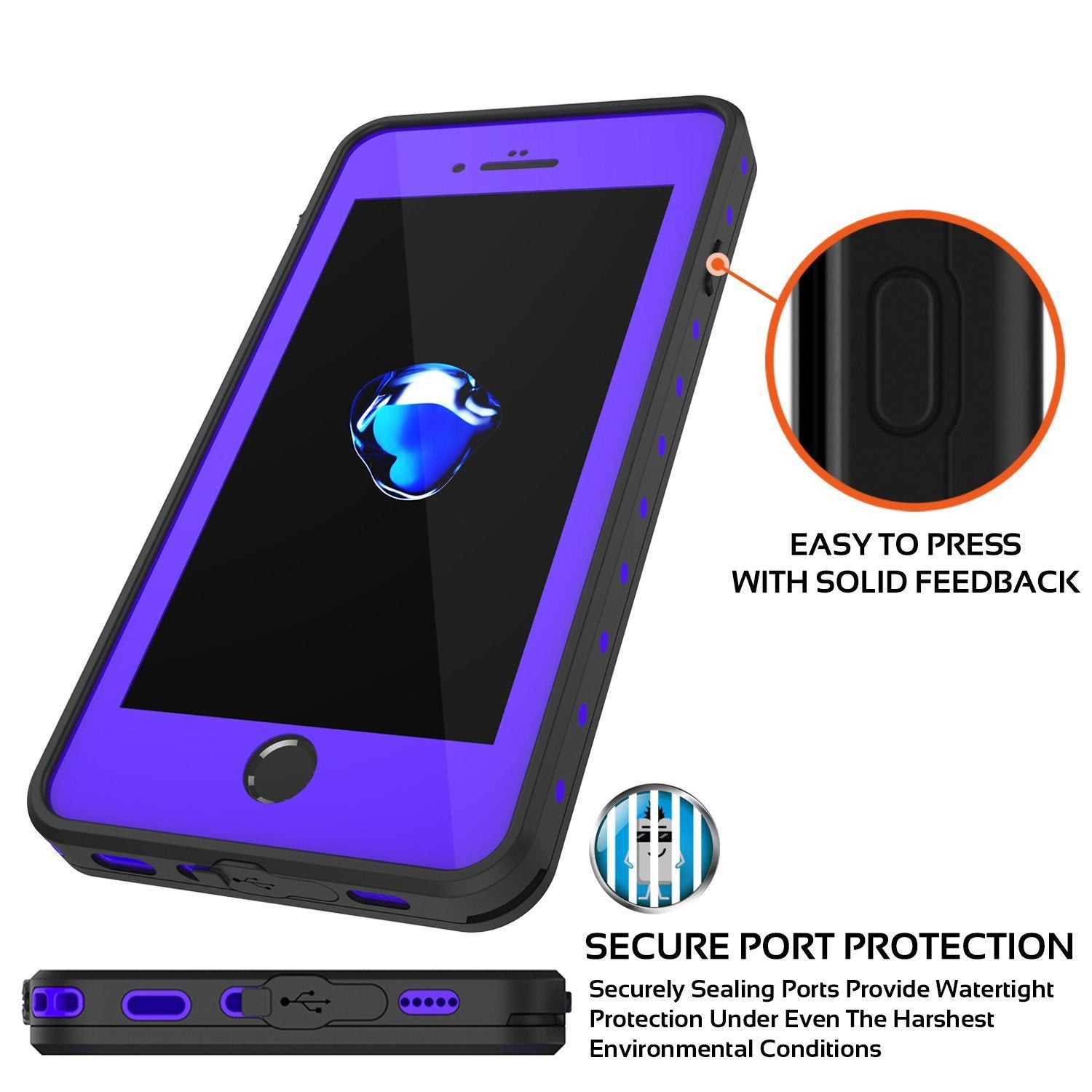 iPhone 8+ Plus Waterproof IP68 Case, Punkcase [Purple] [StudStar Series] [Slim Fit] [Dirtproof] - PunkCase NZ