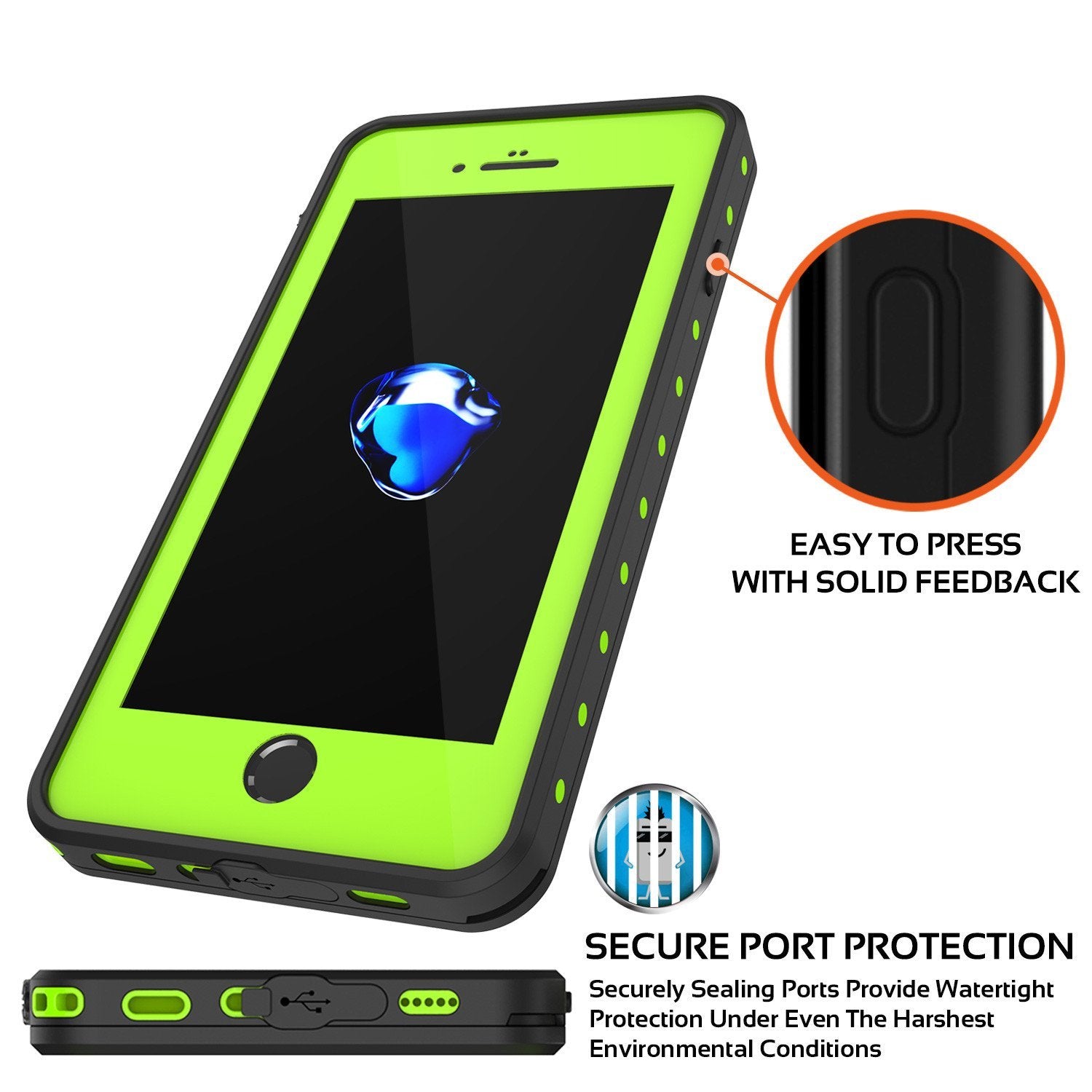 iPhone 8+ Plus Waterproof IP68 Case, Punkcase [Light Green] [StudStar Series] [Slim Fit] [Dirtproof] - PunkCase NZ