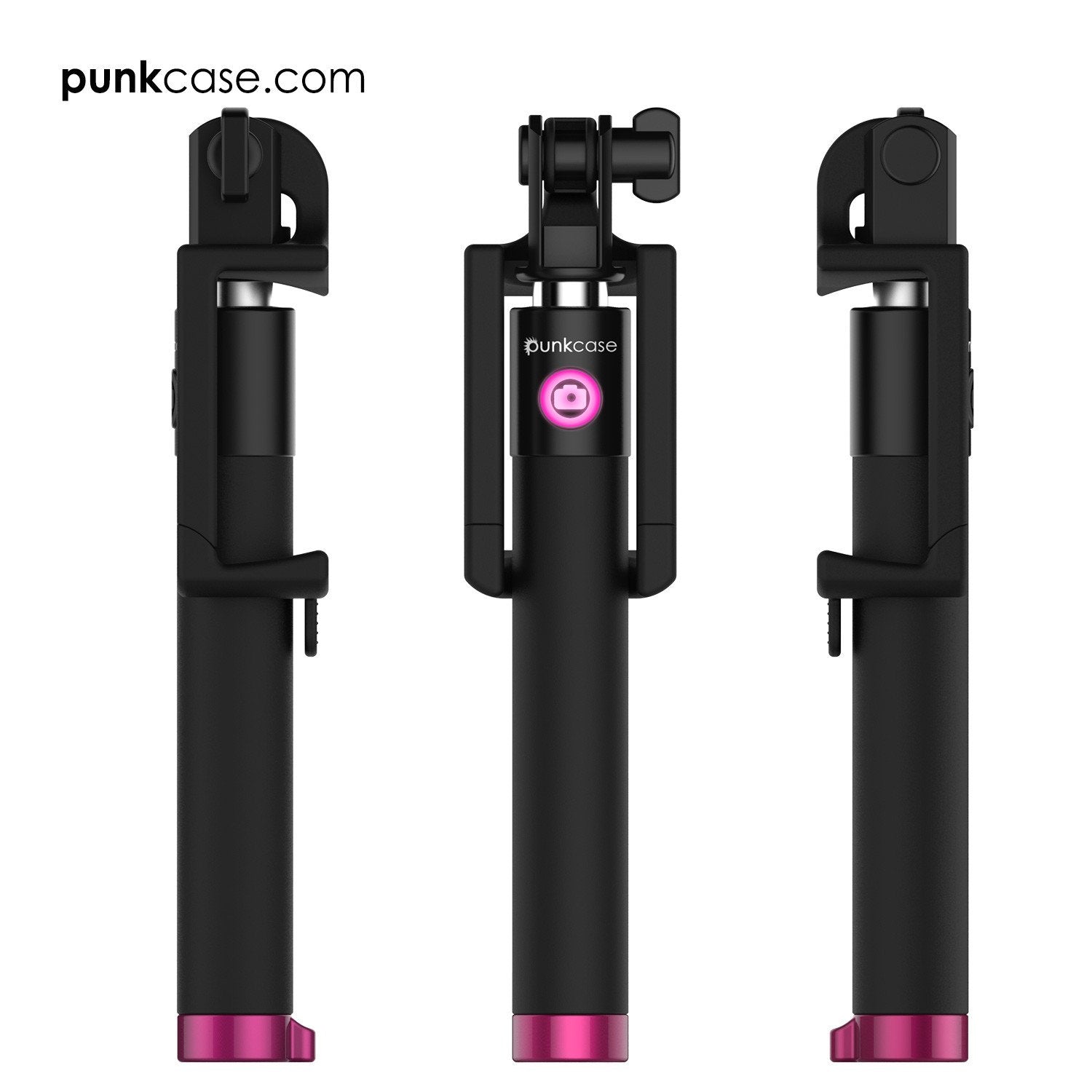 Selfie Stick Pink, Extendable Monopod with Built-In Bluetooth Remote Shutter - PunkCase NZ