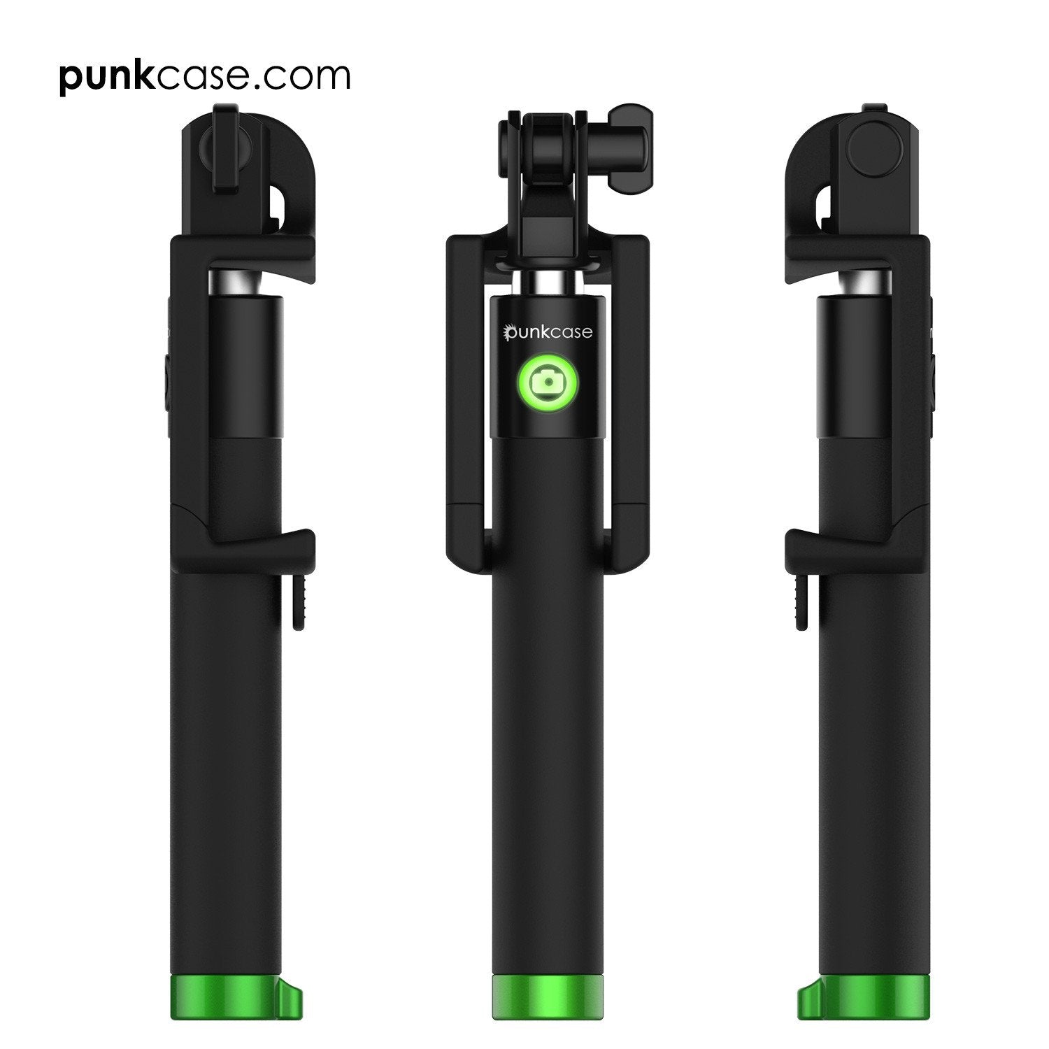 Selfie Stick - Green, Extendable Monopod with Built-In Bluetooth Remote Shutter - PunkCase NZ
