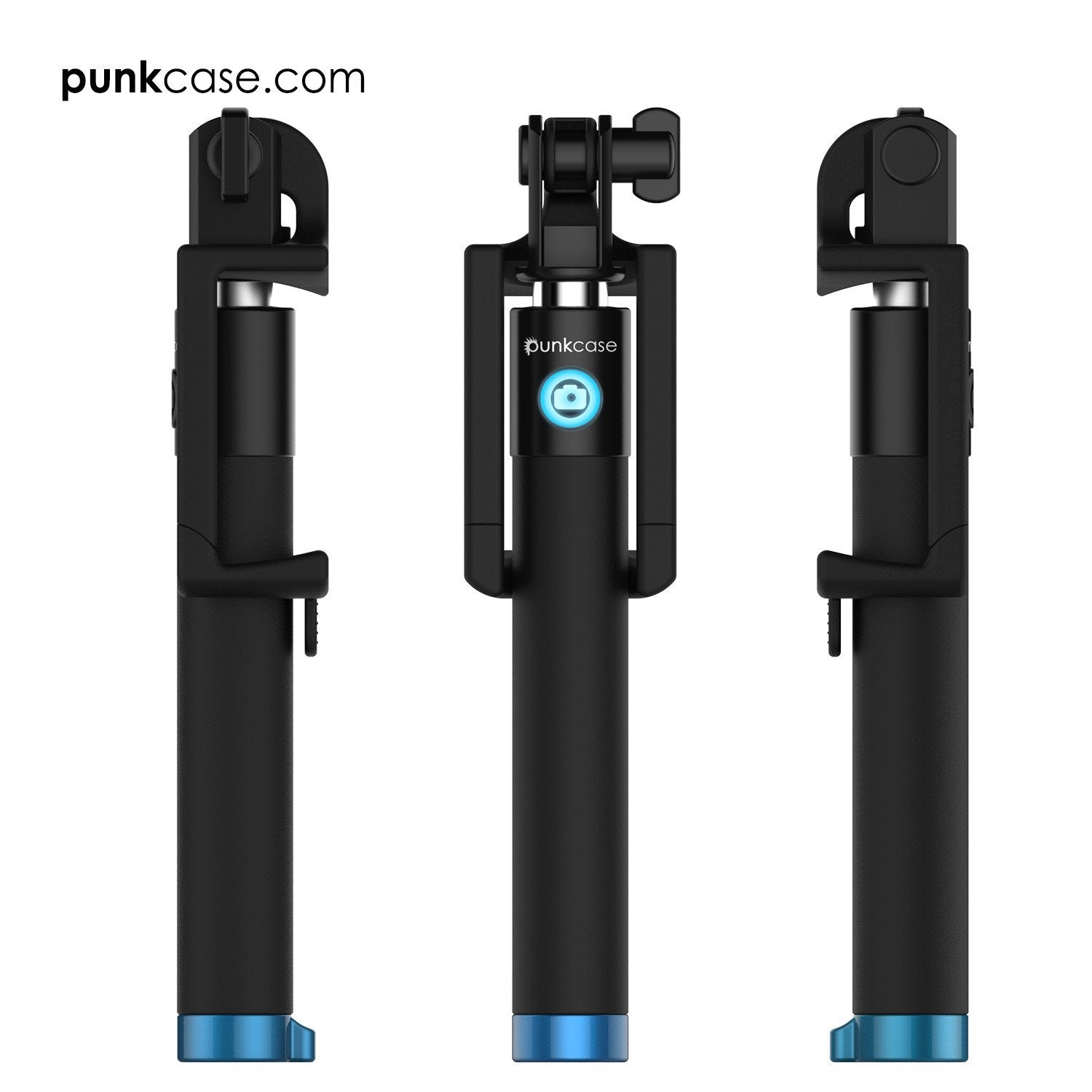 Selfie Stick - Blue, Extendable Monopod with Built-In Bluetooth Remote Shutter - PunkCase NZ
