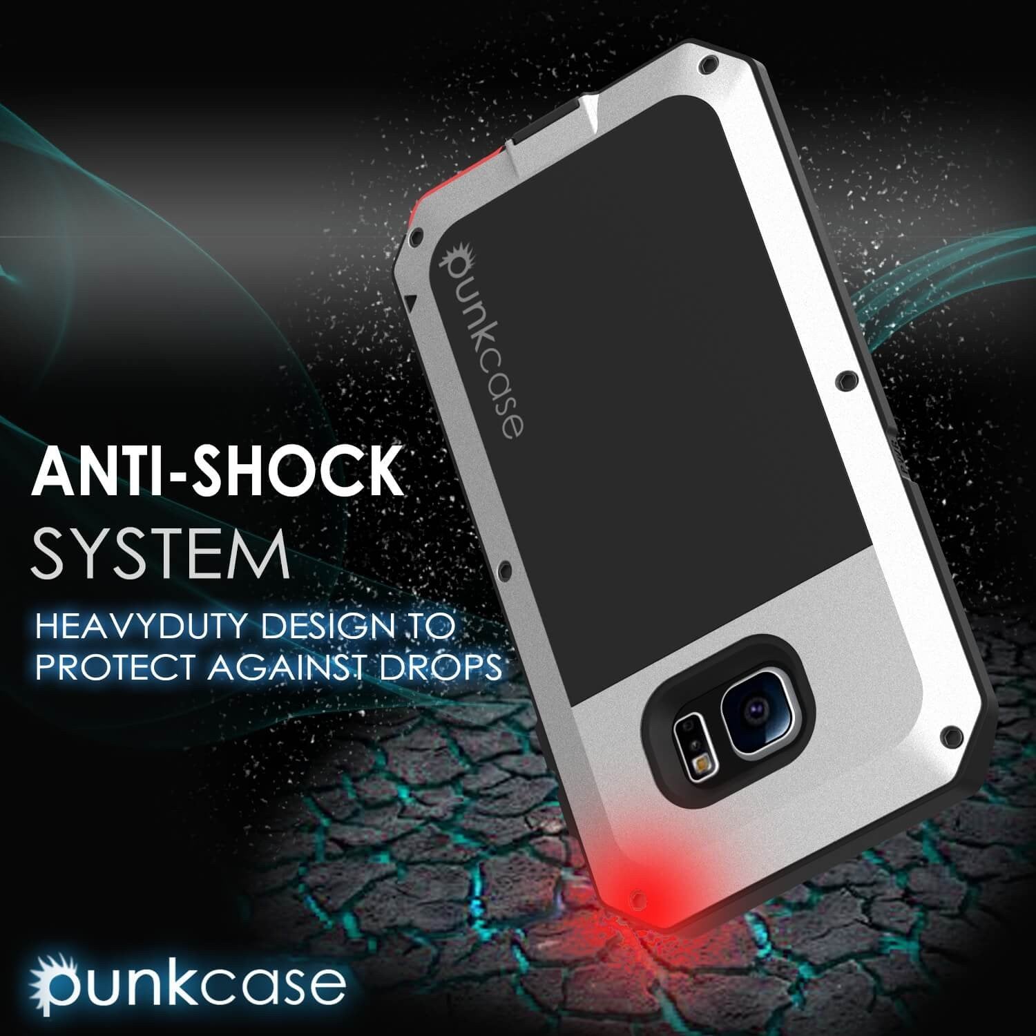 Galaxy S6 EDGE  Case, PUNKcase Metallic Silver Shockproof  Slim Metal Armor Case - PunkCase NZ