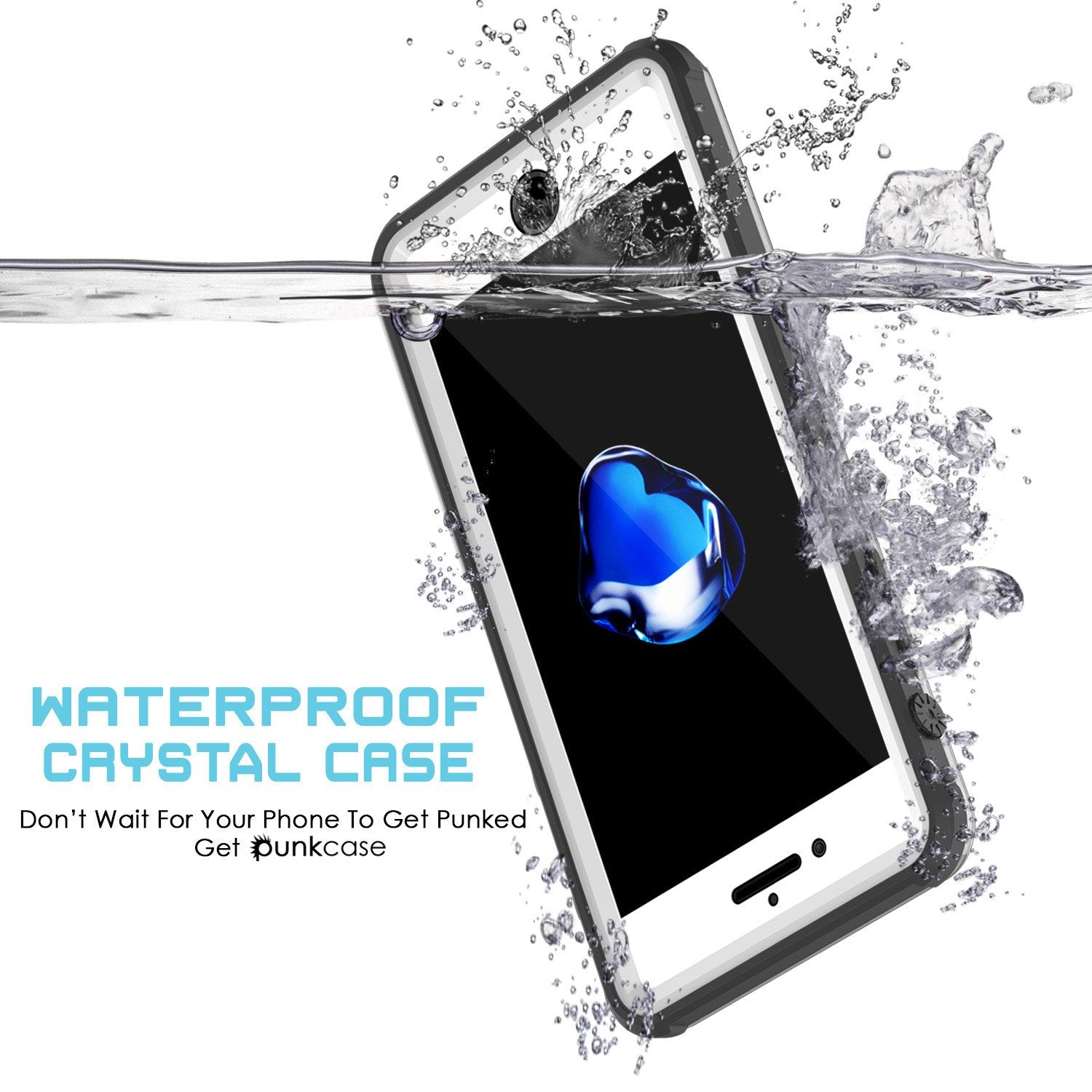 Apple iPhone 7 Waterproof Case, PUNKcase CRYSTAL White W/ Attached Screen Protector  | Warranty - PunkCase NZ