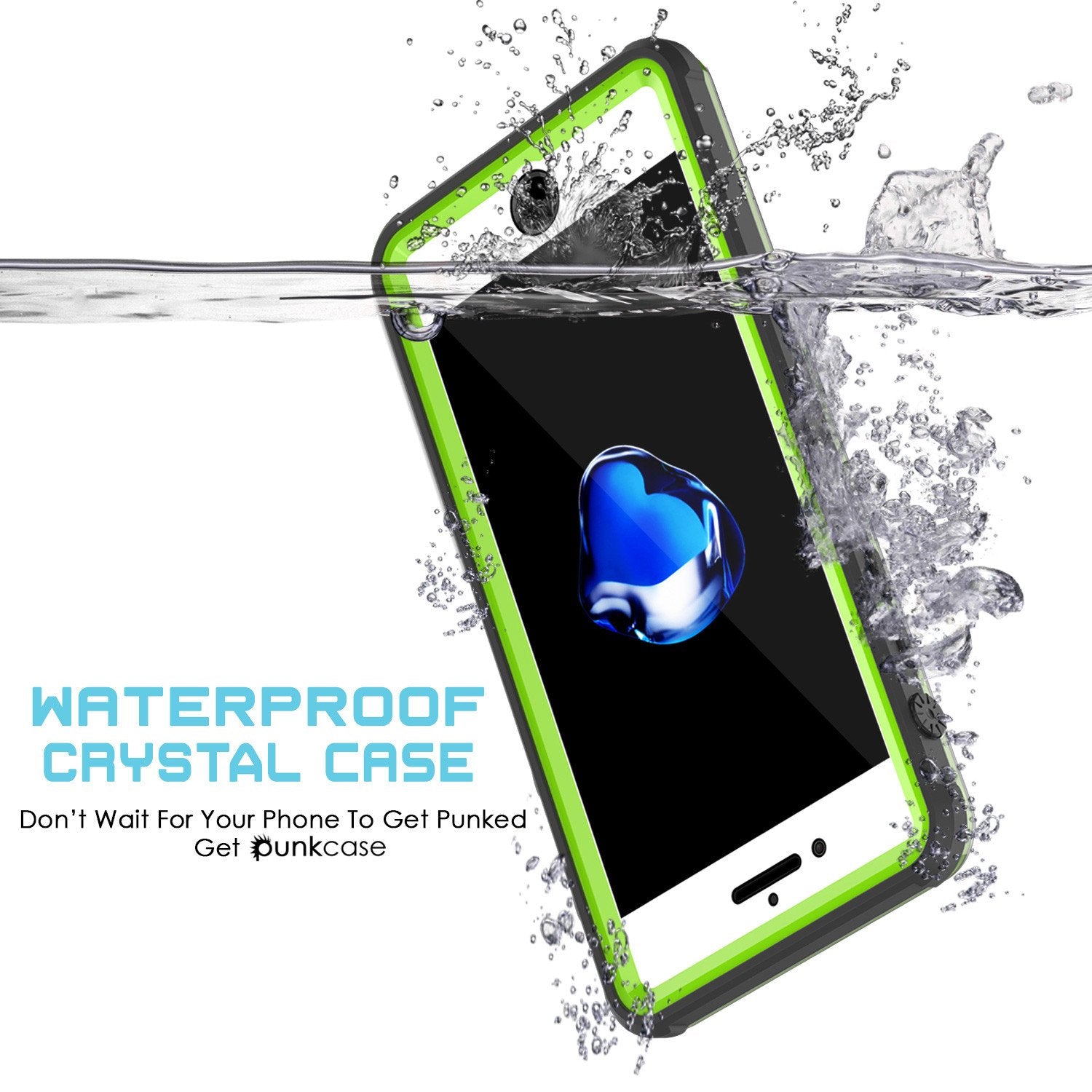 Apple iPhone 7 Waterproof Case, PUNKcase CRYSTAL Light Green  W/ Attached Screen Protector  | Warranty - PunkCase NZ
