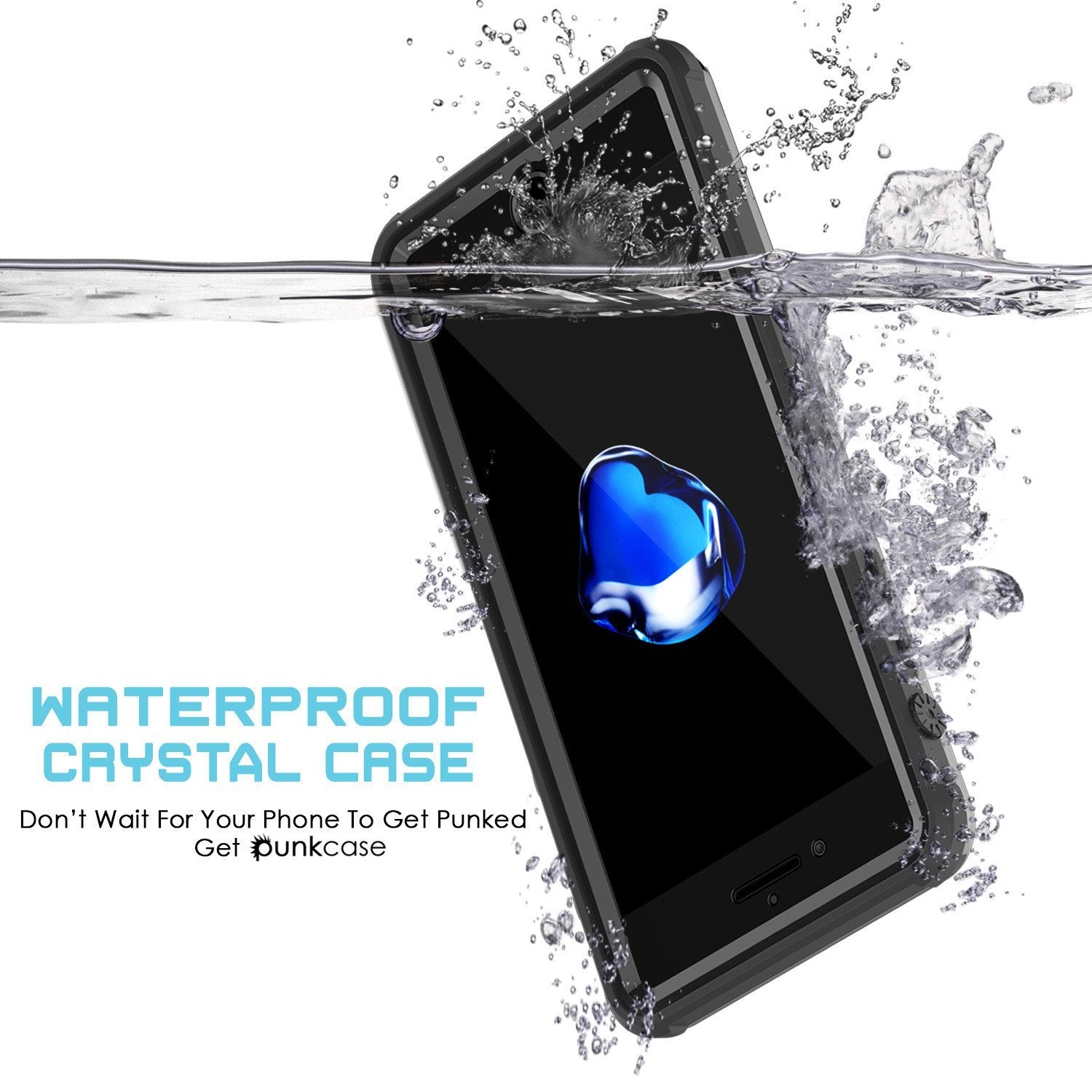 iPhone 8+ Plus Waterproof Case, PUNKcase CRYSTAL Black W/ Attached Screen Protector  | Warranty - PunkCase NZ