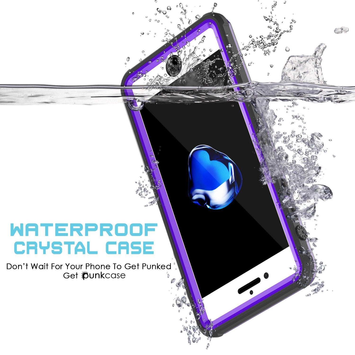 iPhone 8+ Plus Waterproof Case, PUNKcase CRYSTAL Purple W/ Attached Screen Protector  | Warranty - PunkCase NZ