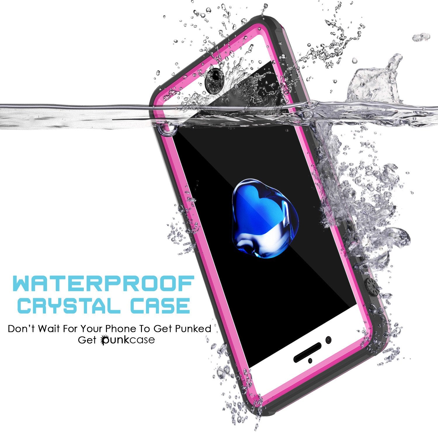 iPhone 7+ Plus Waterproof Case, PUNKcase CRYSTAL Pink W/ Attached Screen Protector  | Warranty - PunkCase NZ