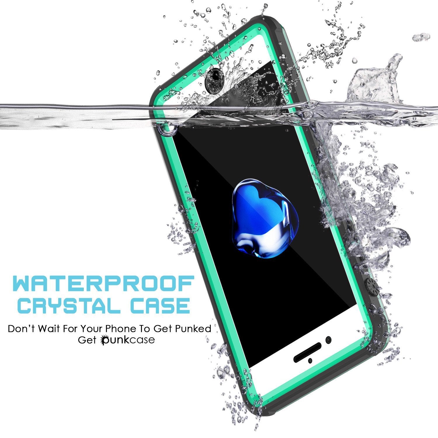iPhone 8+ Plus Waterproof Case, PUNKcase CRYSTAL Teal W/ Attached Screen Protector  | Warranty - PunkCase NZ