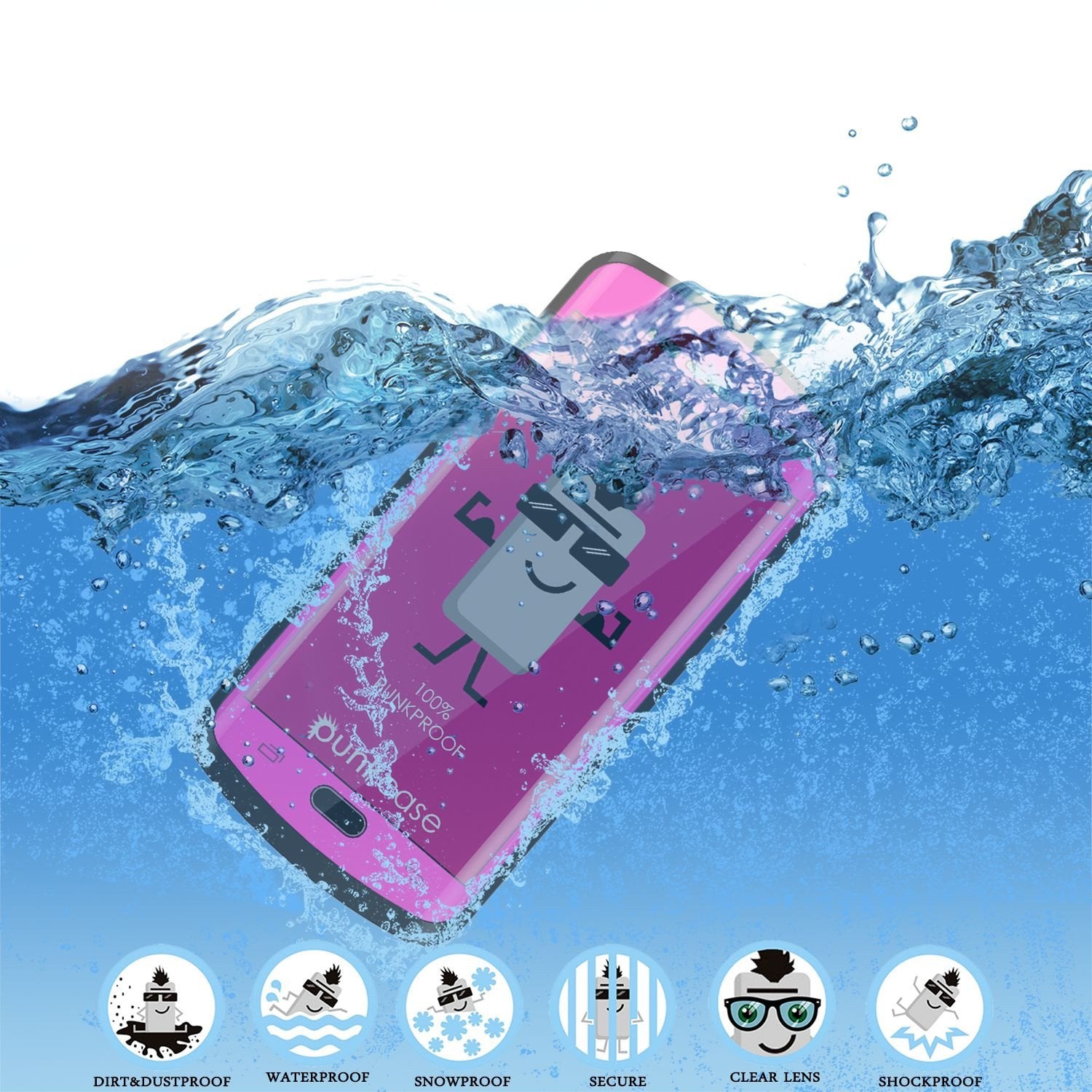 Galaxy s6 EDGE Plus Waterproof Case, Punkcase StudStar Pink Shock/DirtProof | Lifetime Warranty - PunkCase NZ