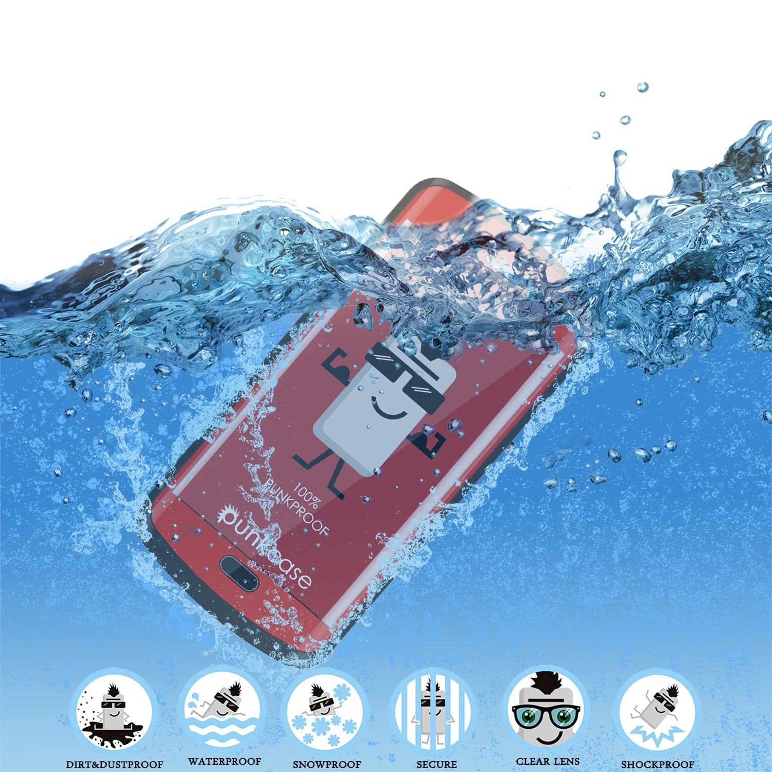 Galaxy s6 EDGE Plus Waterproof Case, Punkcase StudStar Red Water/Shock Proof | Lifetime Warranty - PunkCase NZ