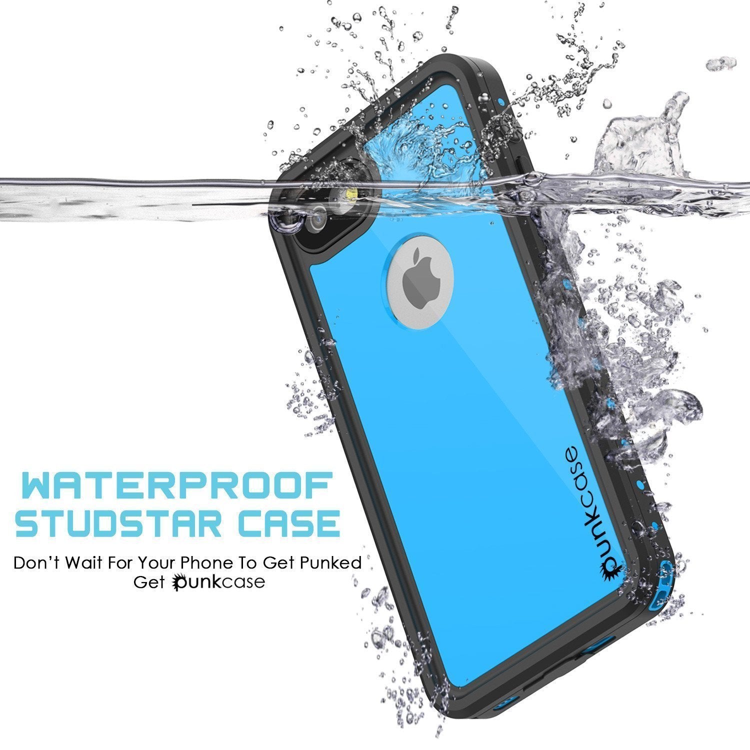 iPhone 8 Waterproof Case, Punkcase [Light Blue] [StudStar Series]  [Slim Fit] [IP68 Certified] [Dirt/Snow Proof] - PunkCase NZ