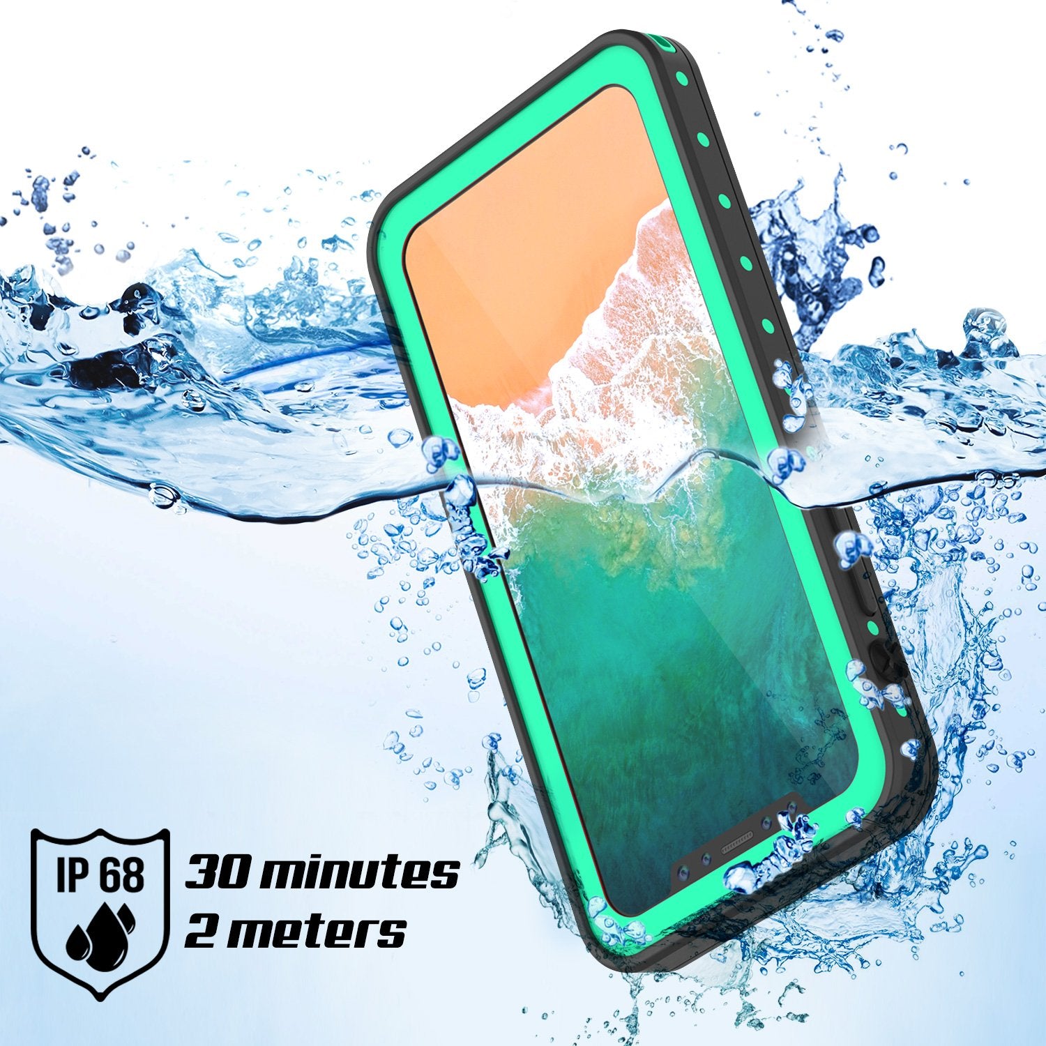 iPhone X Waterproof IP68 Case, Punkcase [Teal] [StudStar Series] [Slim Fit] [Dirtproof] - PunkCase NZ