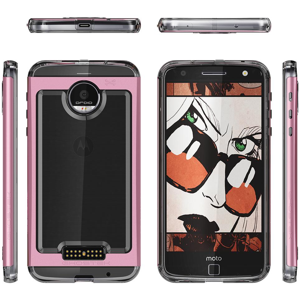 Motorola Moto Z Force Case, Ghostek Cloak 2.0 Pink Series w/ Screen Protector | Aluminum Frame - PunkCase NZ