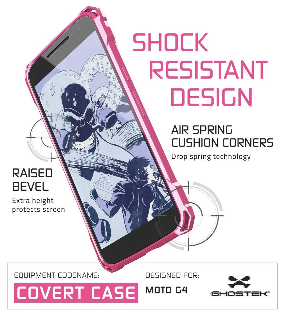 Moto G4 Case, Ghostek Covert Peach Series | Clear TPU | Explosion-Proof Screen Protector |Ultra Fit - PunkCase NZ