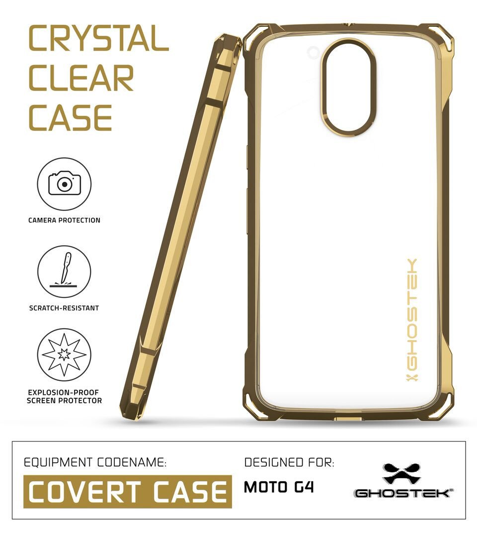 Moto G4 Case, Ghostek Covert Gold Series | Clear TPU | Explosion-Proof Screen Protector | Ultra Fit - PunkCase NZ