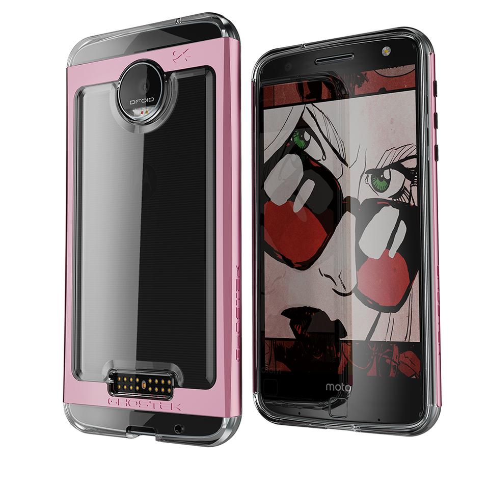 Motorola Moto Z Force Case, Ghostek Cloak 2.0 Pink Series w/ Screen Protector | Aluminum Frame