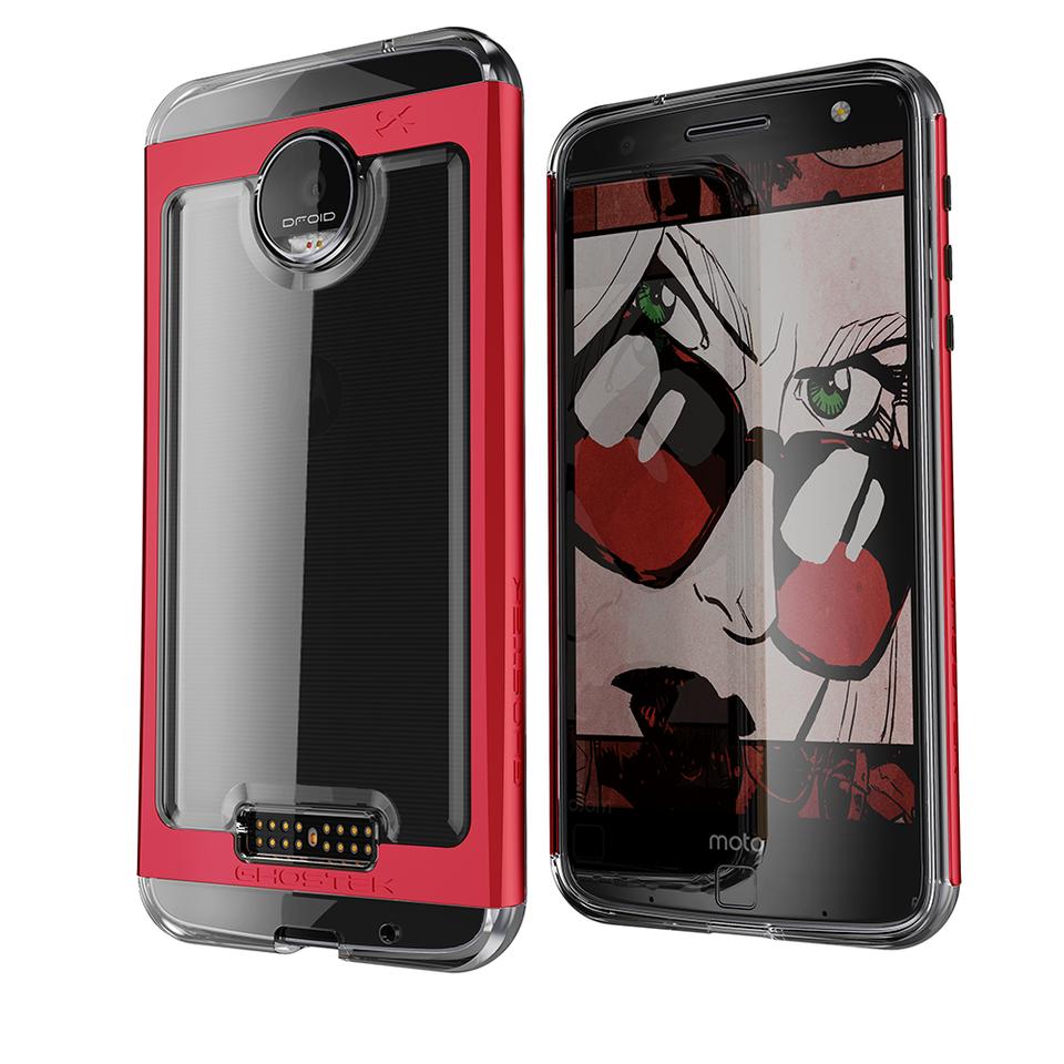 Motorola Moto Z Force Case, Ghostek Cloak 2.0 Red Series w/ Screen Protector | Aluminum Frame