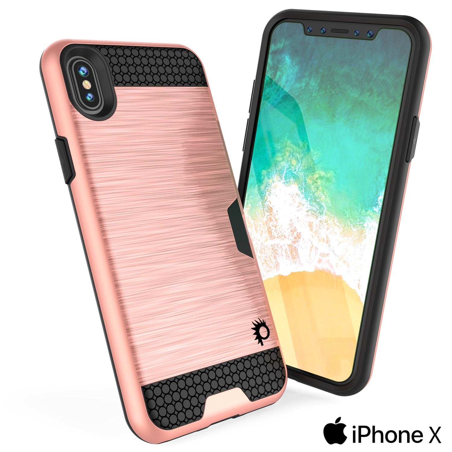 iPhone X Case, PUNKcase [SLOT Series] Slim Fit Dual-Layer Armor Cover & Tempered Glass PUNKSHIELD Screen Protector for Apple iPhone X [Rose Gold] - PunkCase NZ