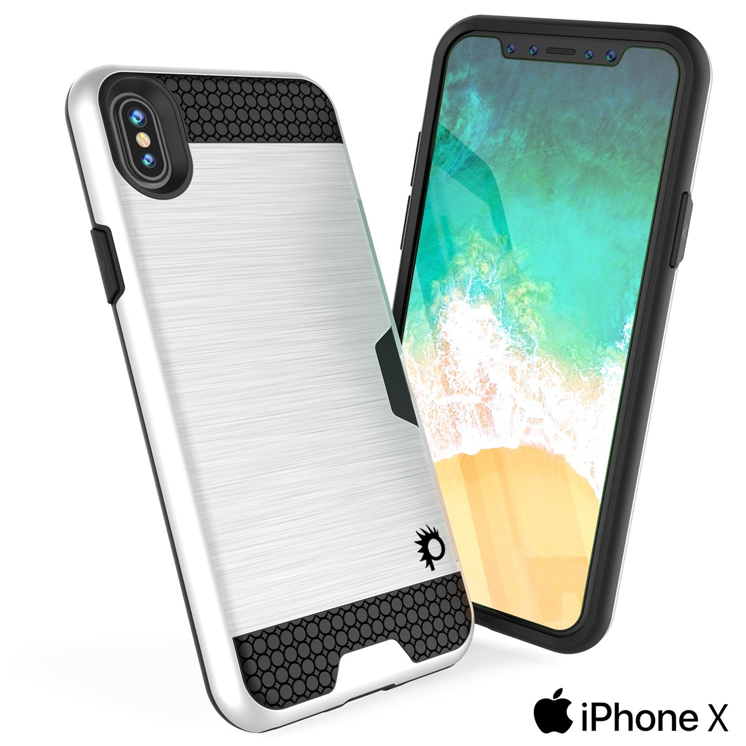 iPhone X Case, PUNKcase [SLOT Series] Slim Fit Dual-Layer Armor Cover & Tempered Glass PUNKSHIELD Screen Protector for Apple iPhone X [White] - PunkCase NZ